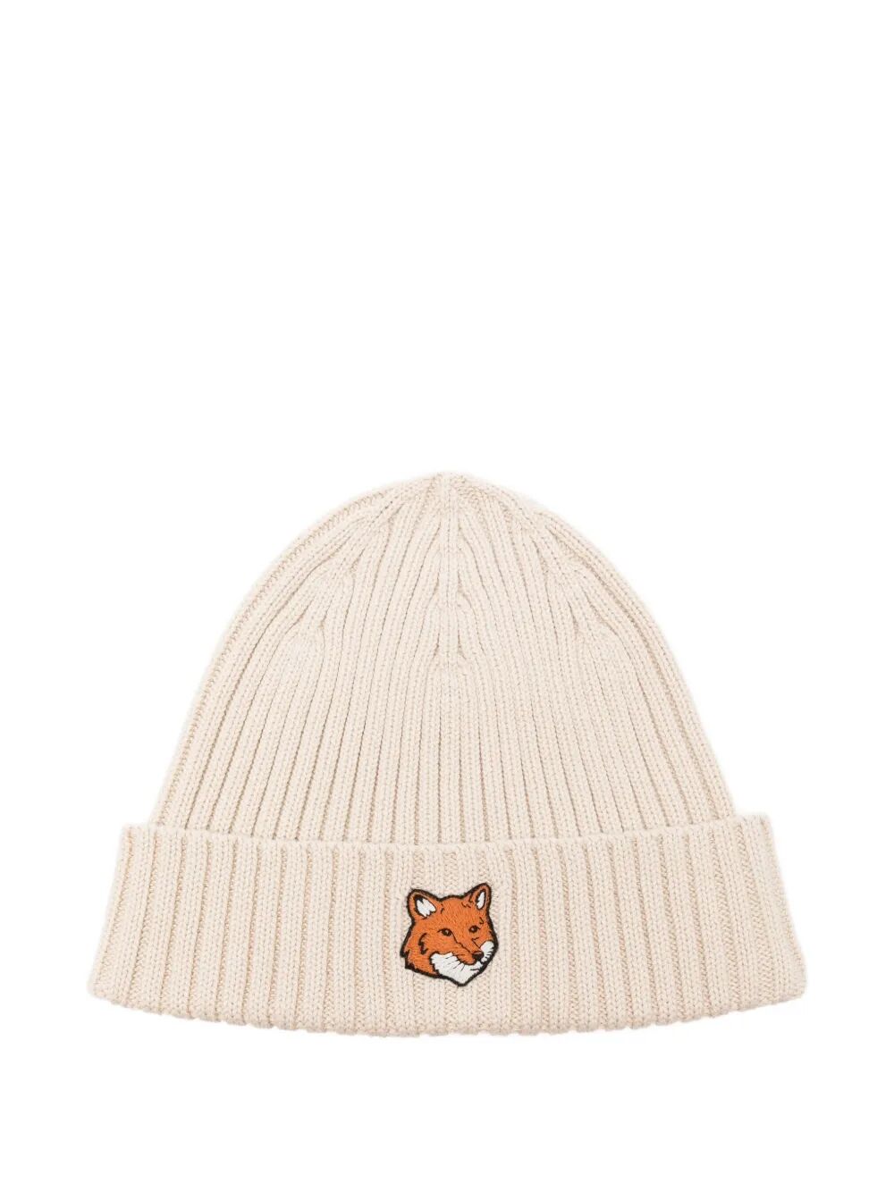 MAISON KITSUNÉ Cotton Beanie Hat with Fox Head Design