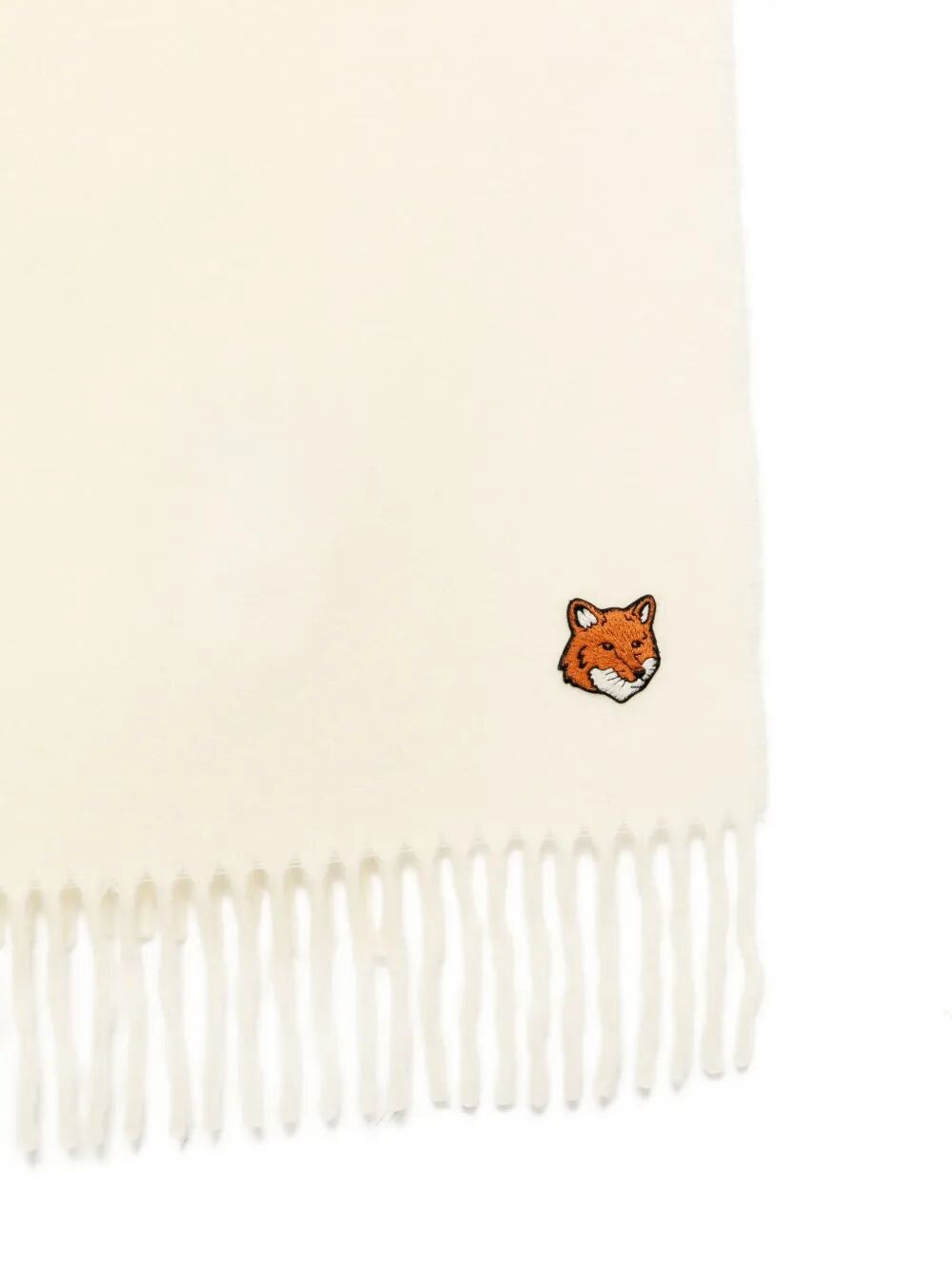 MAISON KITSUNÉ Wool Scarf with Natural Fox Head Design