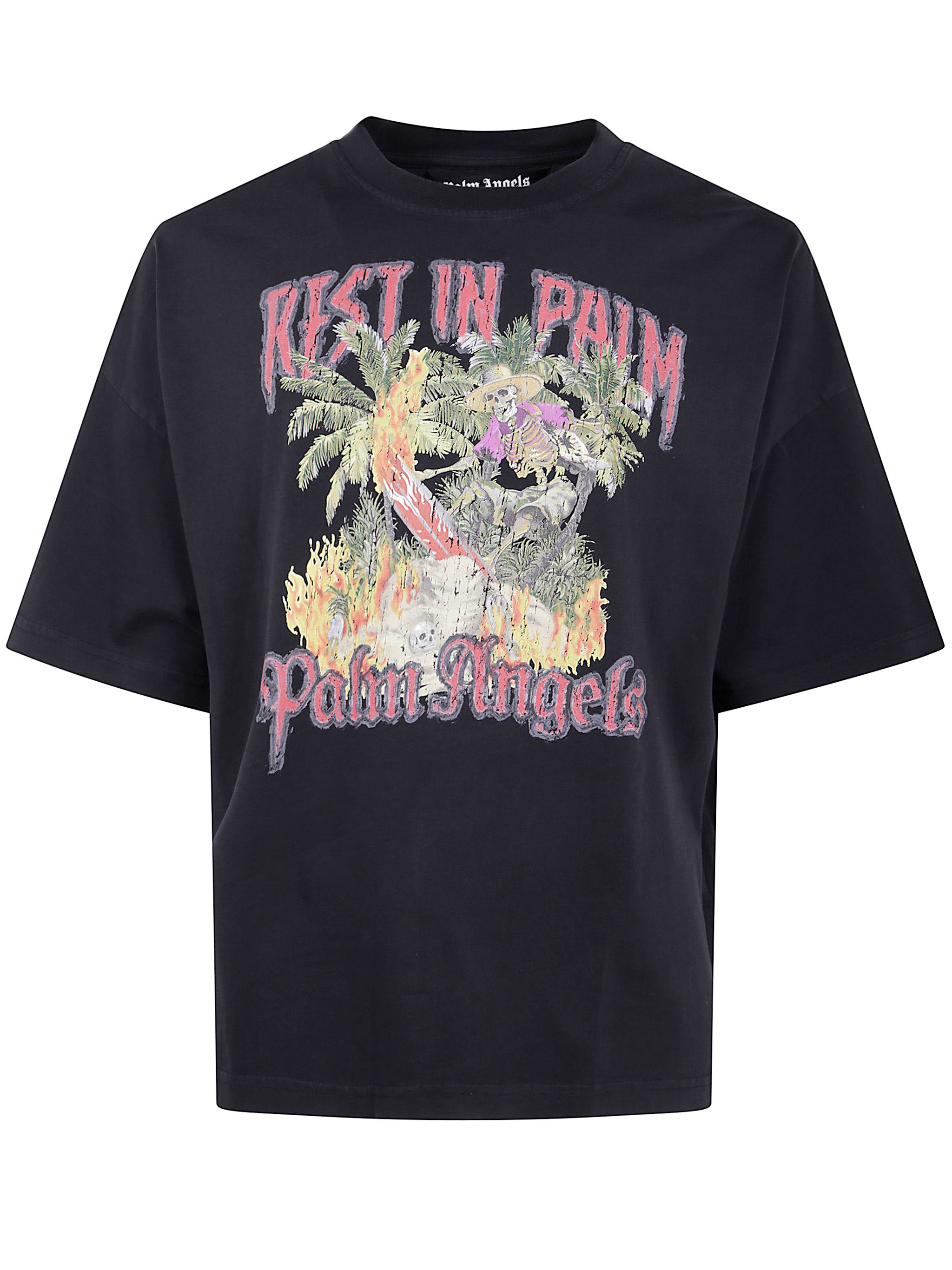 PALM ANGELS Rest in Palm Loose Fit Short Sleeve T-Shirt