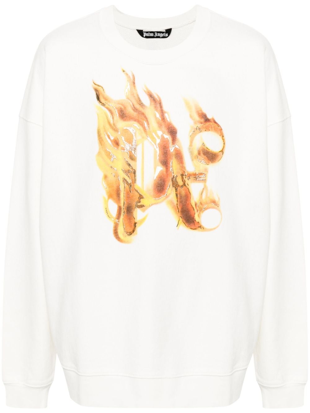 PALM ANGELS Flamed Logo Cotton Sweatshirt