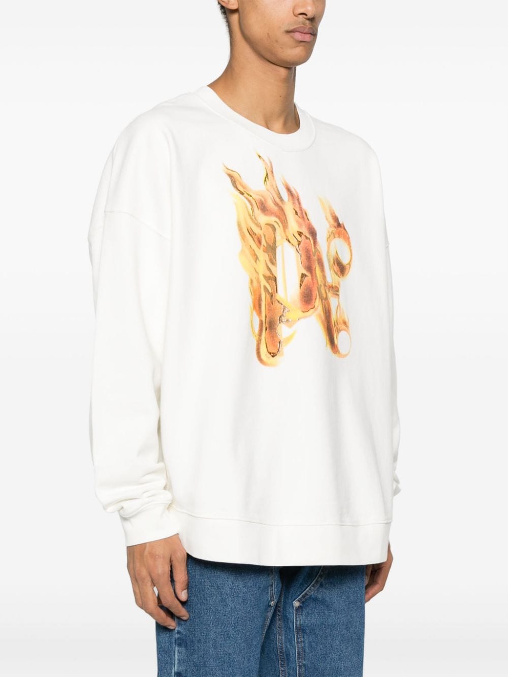 PALM ANGELS Flamed Logo Cotton Sweatshirt