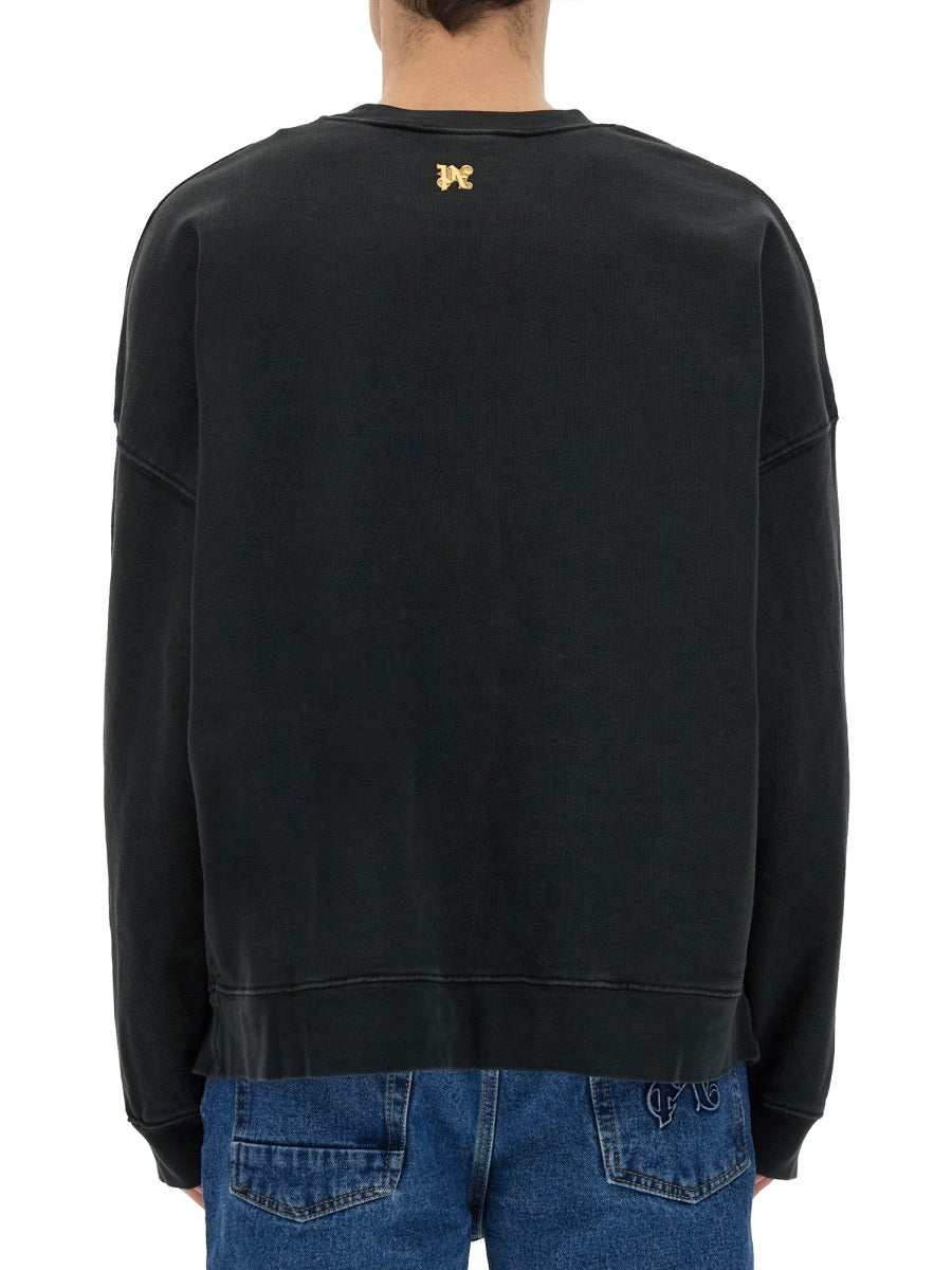 PALM ANGELS Burning Monogram Print Sweatshirt - Regular Fit Large
