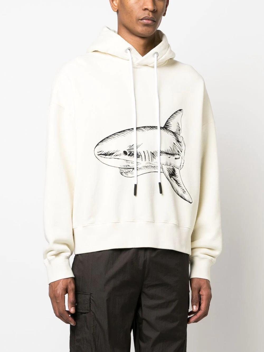 PALM ANGELS Embroidered Front and Back Shark Hoodie for Men - SS23