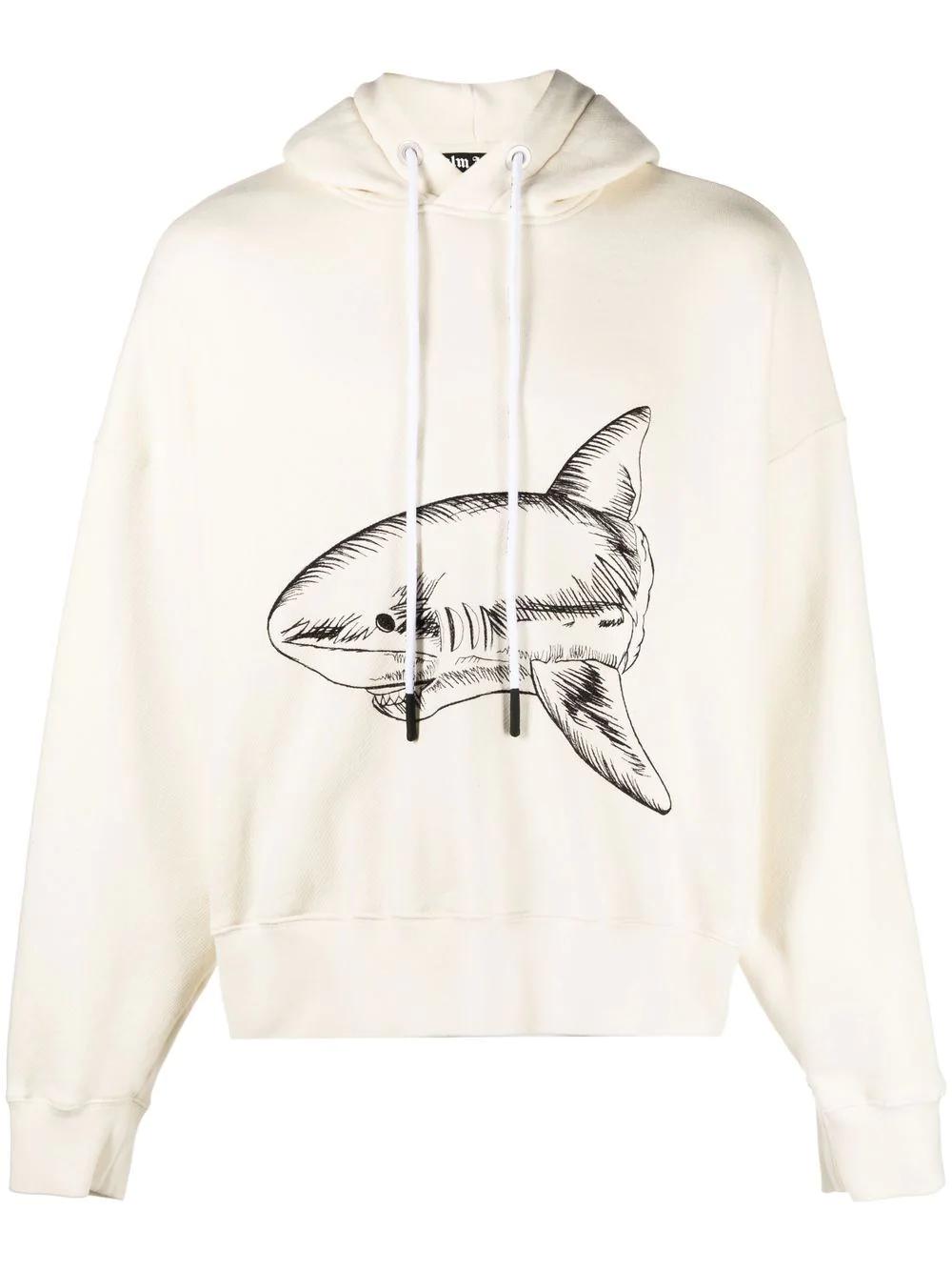 PALM ANGELS Embroidered Front and Back Shark Hoodie for Men - SS23