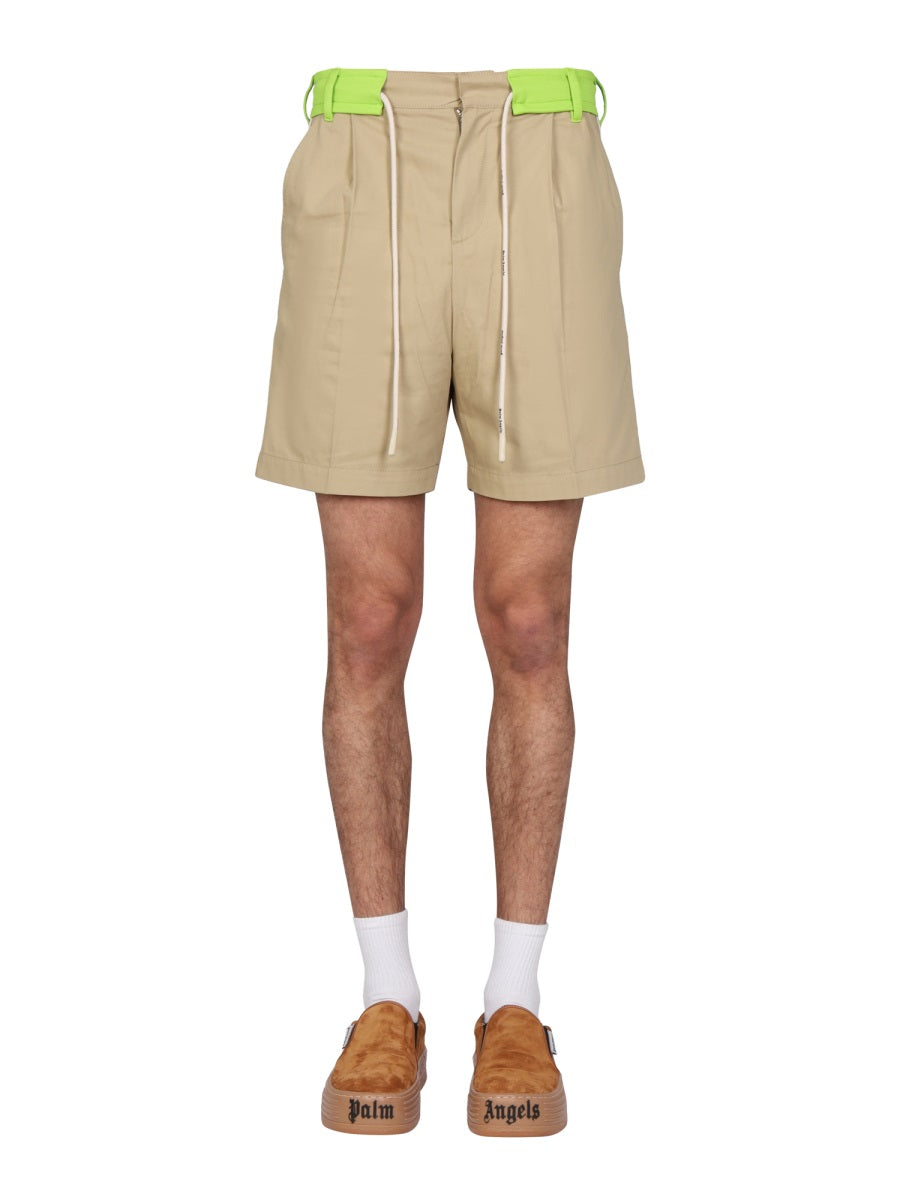 PALM ANGELS Men's Mini Side Band Bermuda Shorts