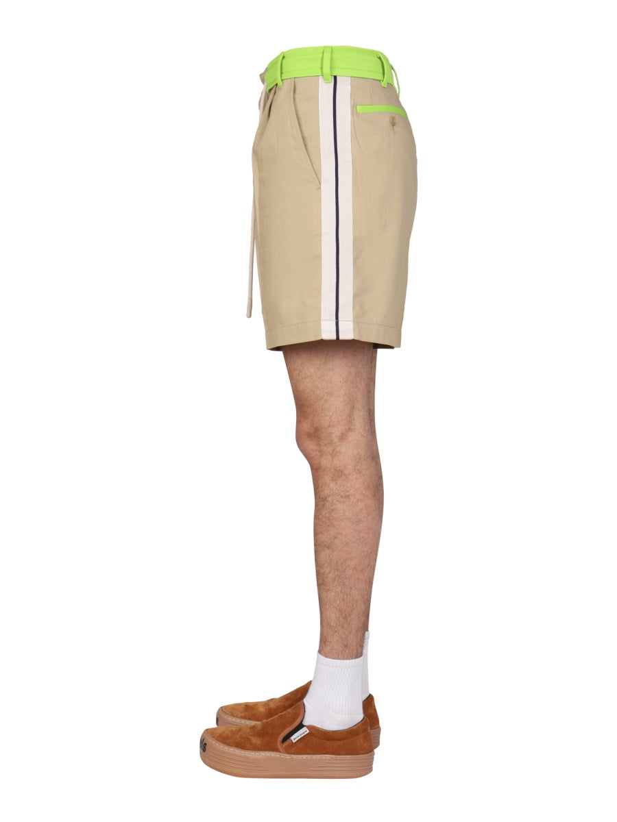 PALM ANGELS Men's Mini Side Band Bermuda Shorts
