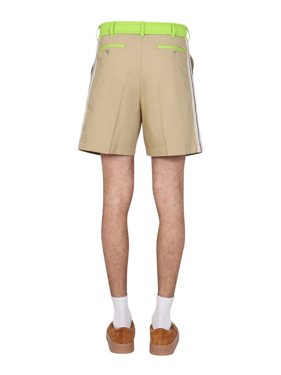PALM ANGELS Men's Mini Side Band Bermuda Shorts