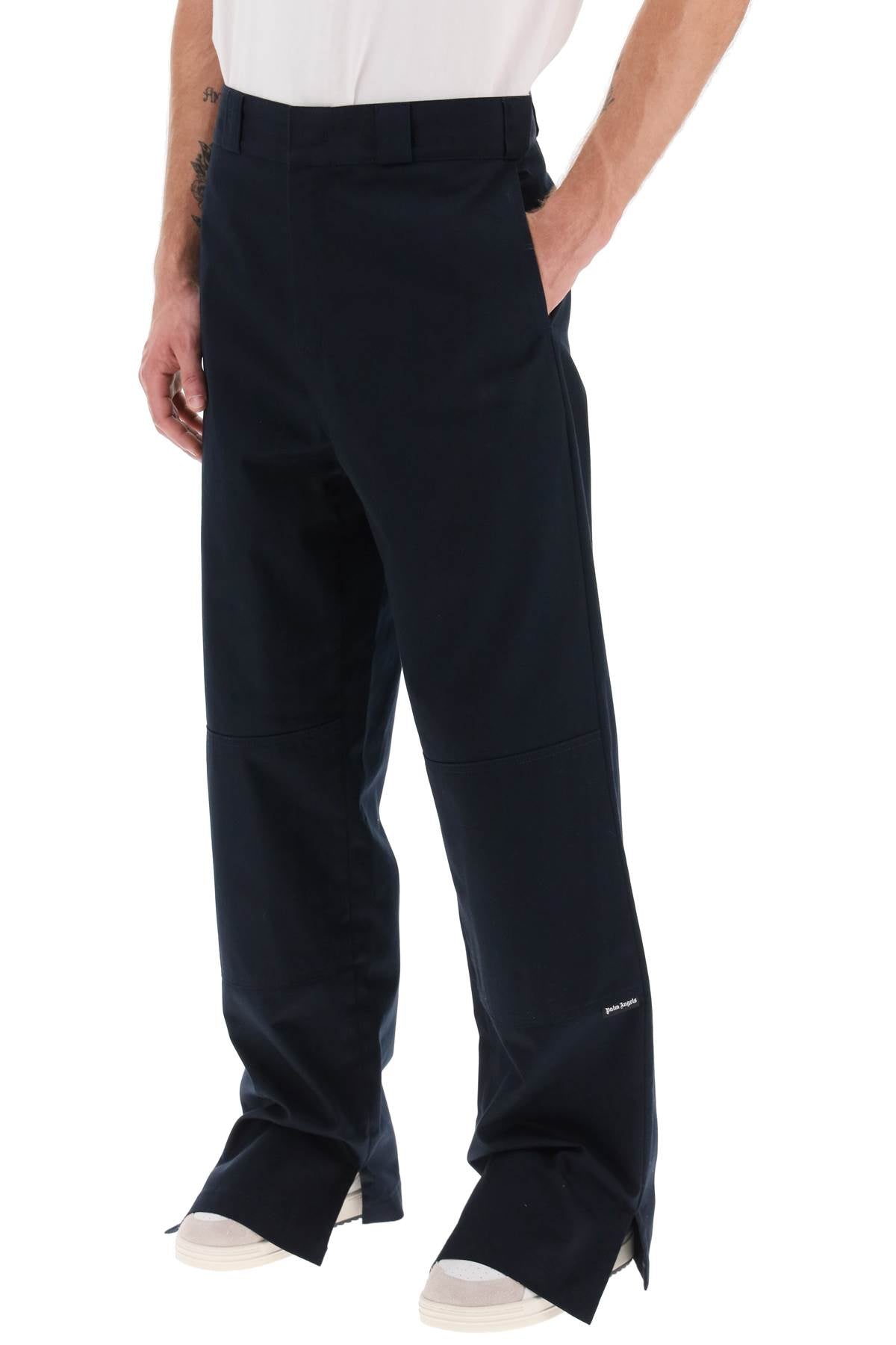 PALM ANGELS Mini Logo Cotton Straight-Leg Trousers for Men