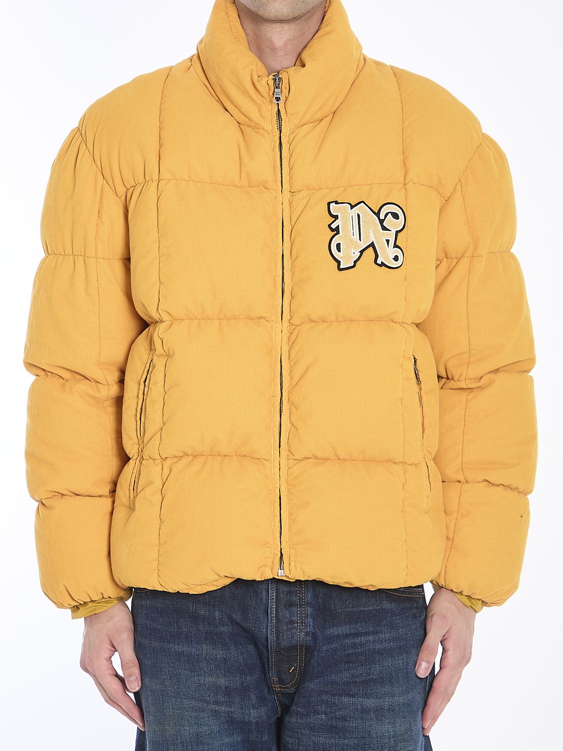 PALM ANGELS Monogram Corduroy Puffer Jacket for Men - Regular Fit