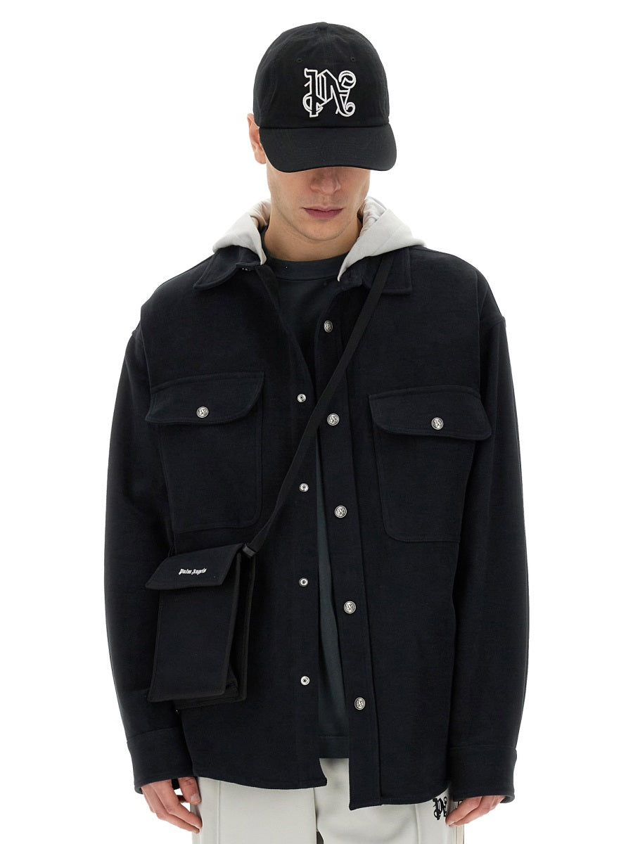 PALM ANGELS Oversize Monogram Shirt-Jacket (Size 48)