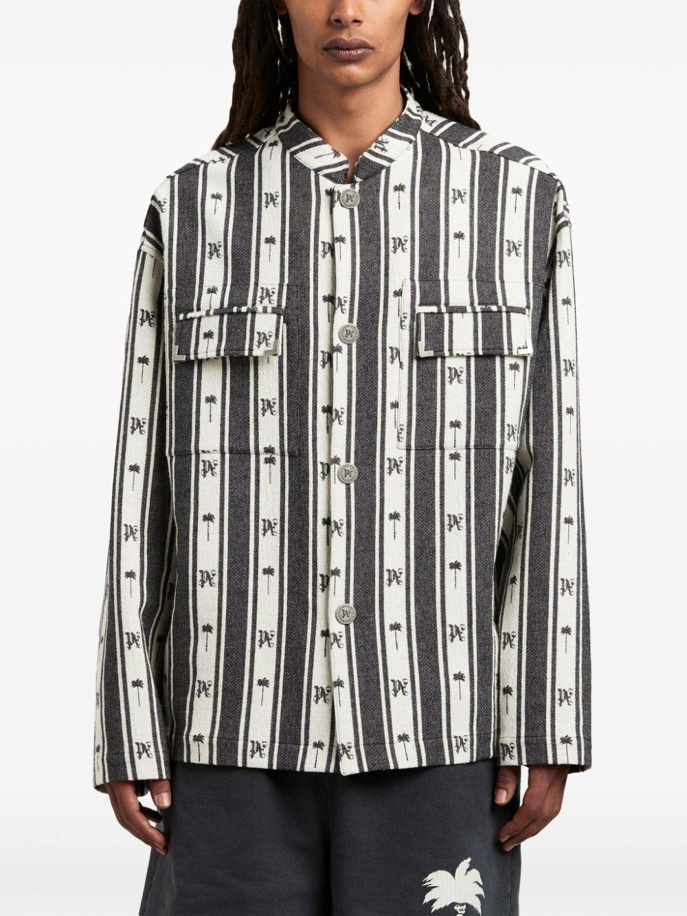 PALM ANGELS Metal Frame Stripes Overshirt - Modern Fit
