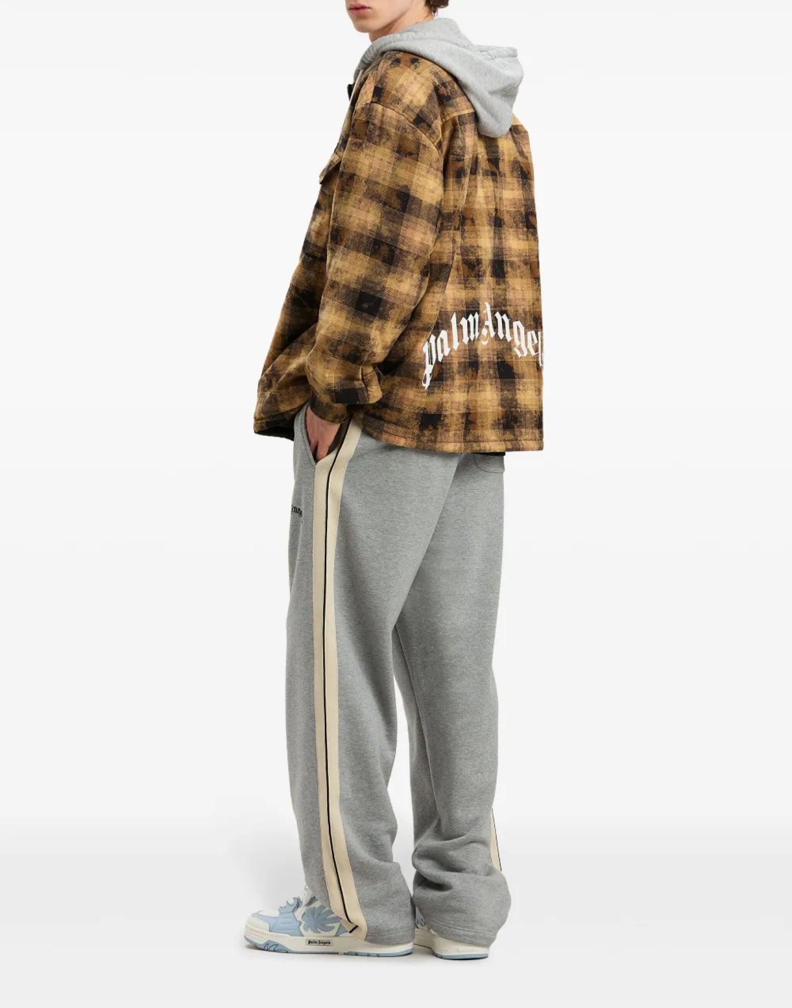 PALM ANGELS Curved Logo Check Overshirt Jacket