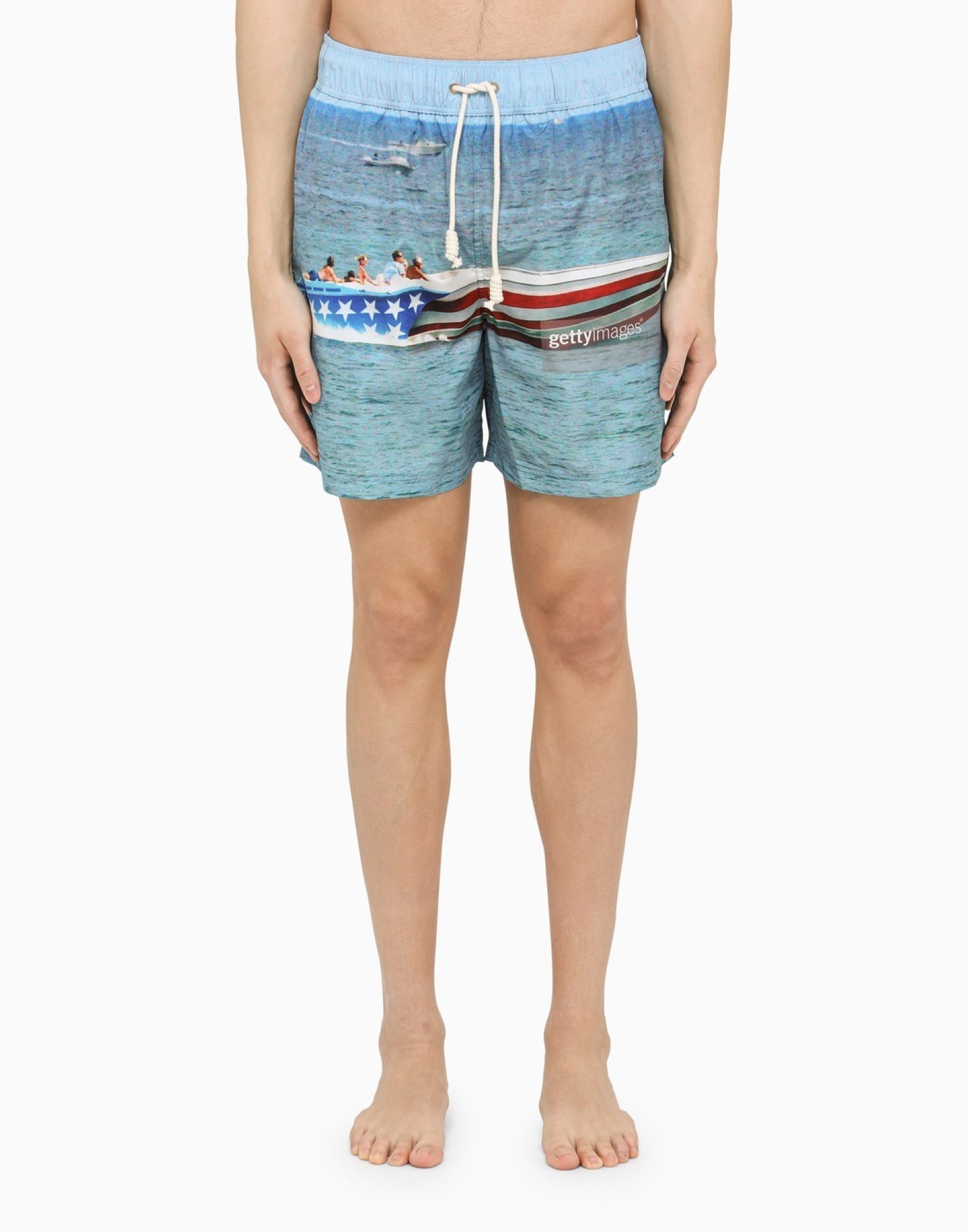 PALM ANGELS Getty Speedyboat Logo Mini Swim Shorts