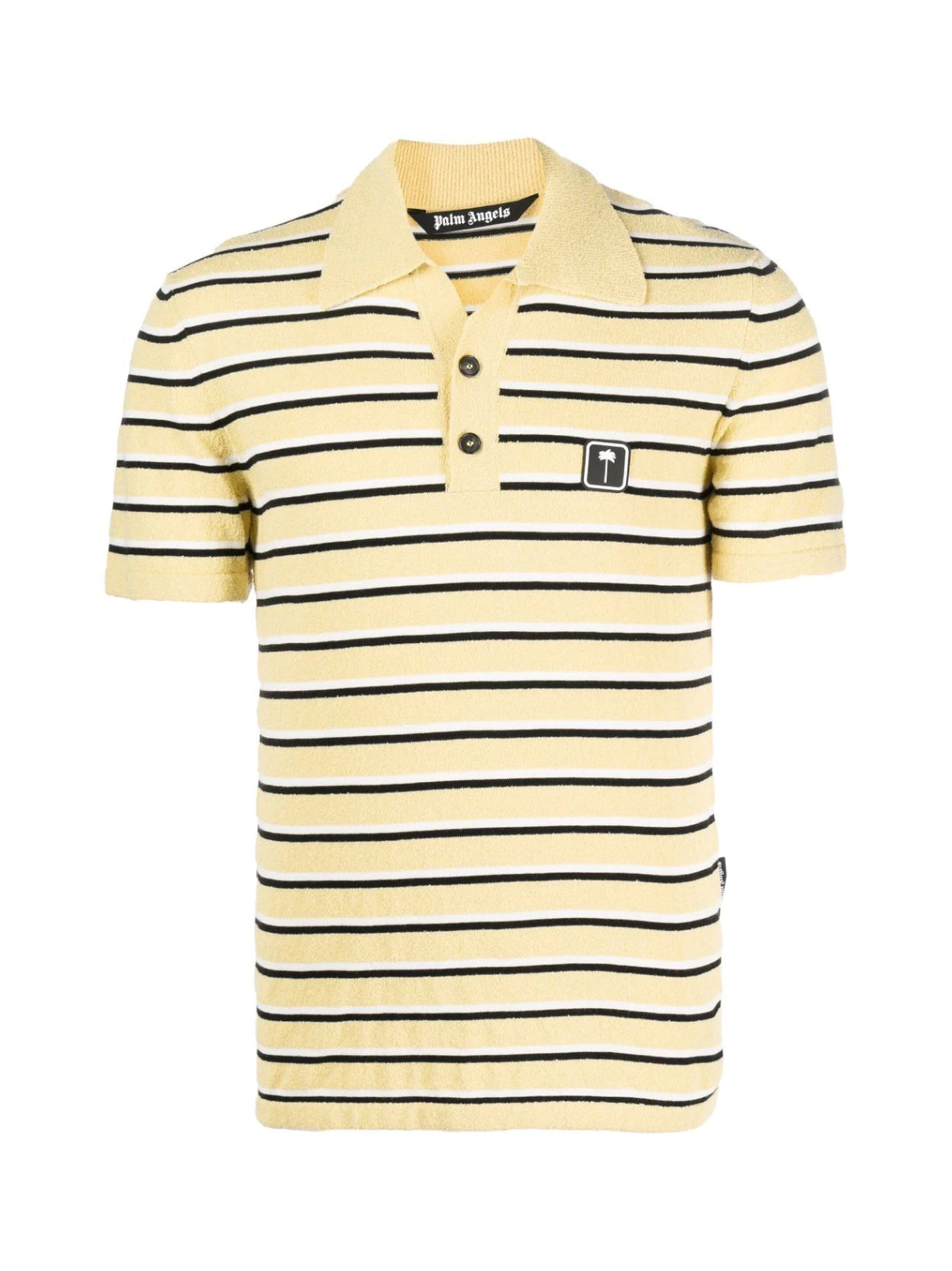 PALM ANGELS Striped Terry Knit Logo Polo Shirt - Short Sleeve