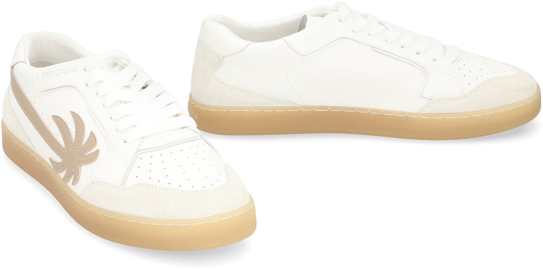 PALM ANGELS Low-Top Leather Sneakers with Suede Details