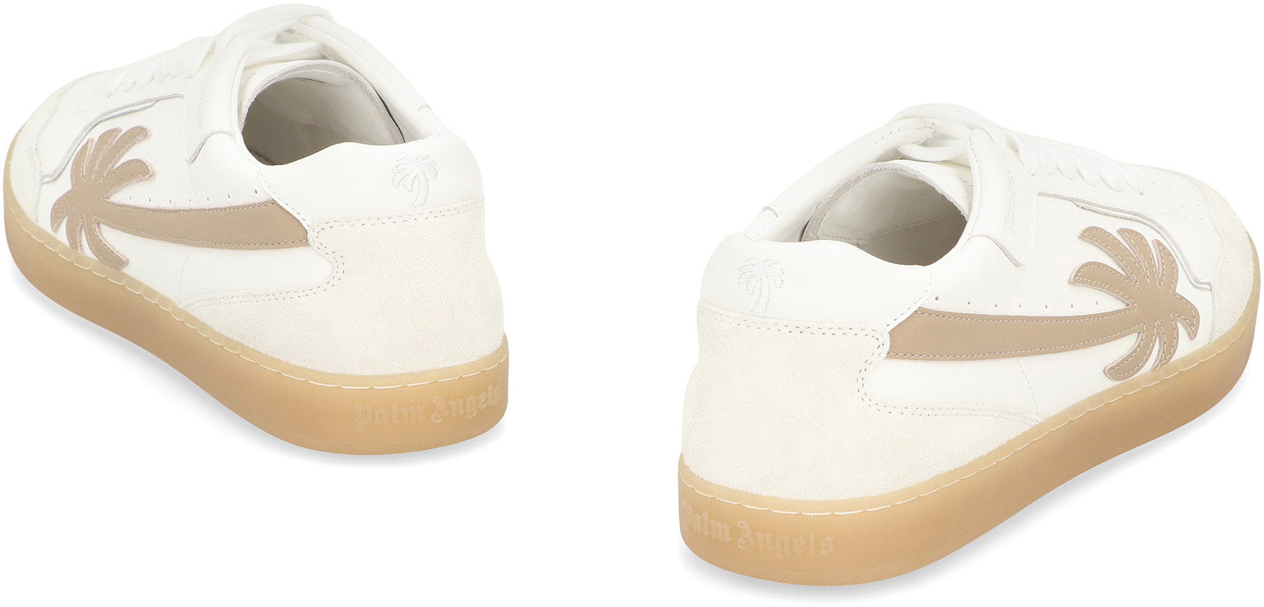 PALM ANGELS Low-Top Leather Sneakers with Suede Details