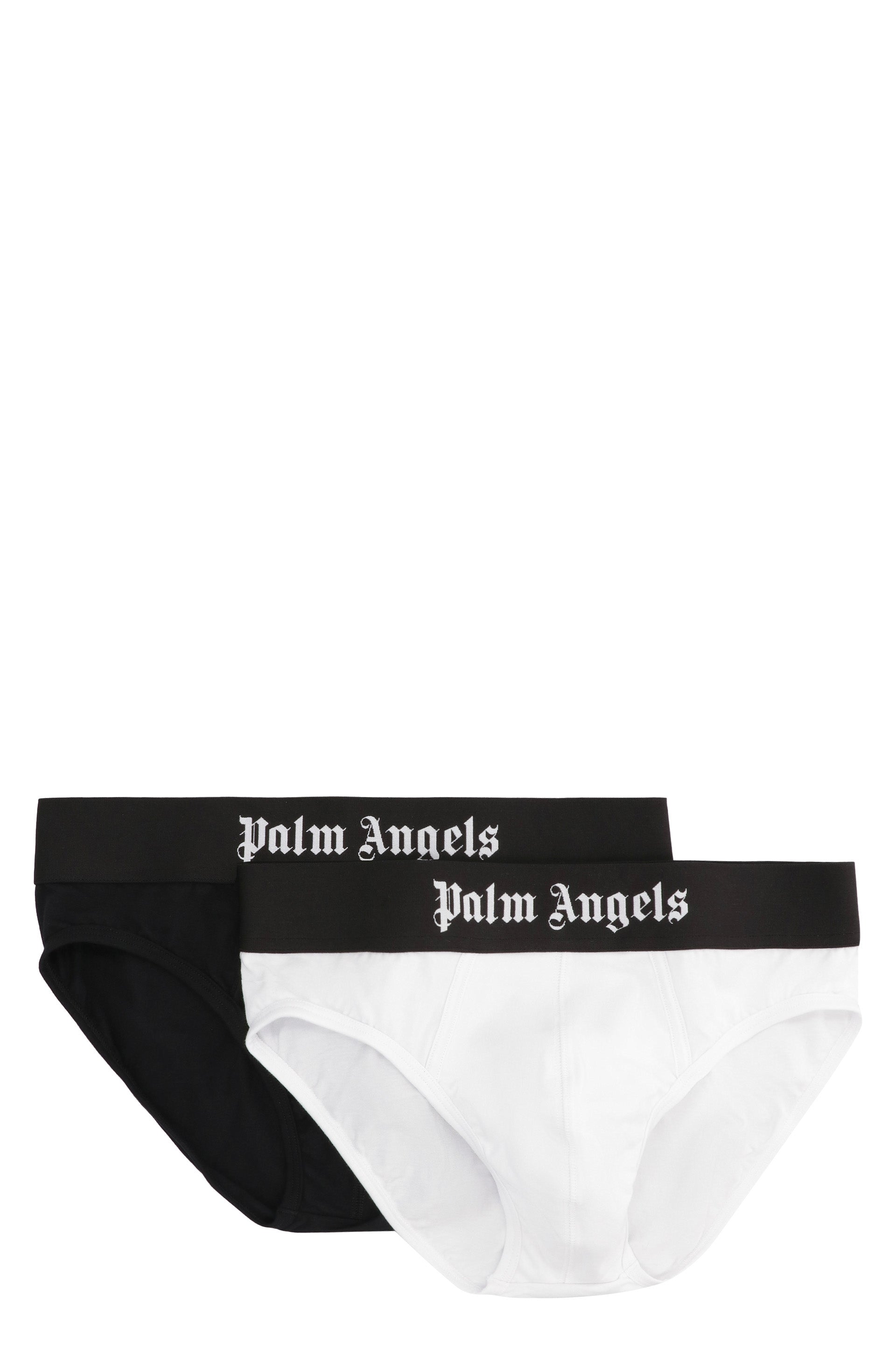 PALM ANGELS Set of Two Cotton Briefs with Logoed Elastic Band - Size M