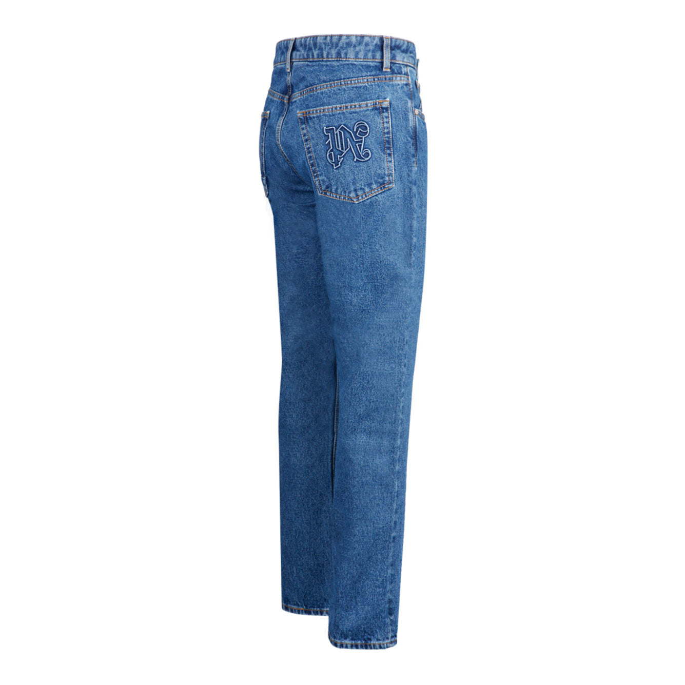 PALM ANGELS Monogram-Embroidered Straight-Leg Jeans