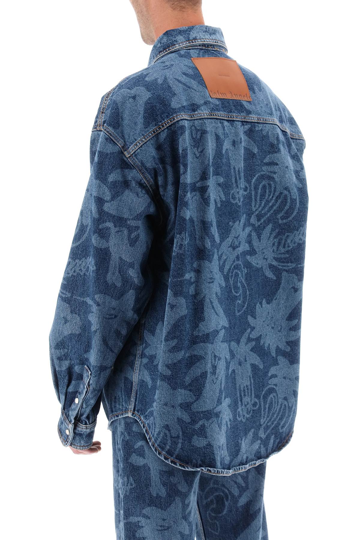 PALM ANGELS Printed Oversize Denim Shirt for Men
