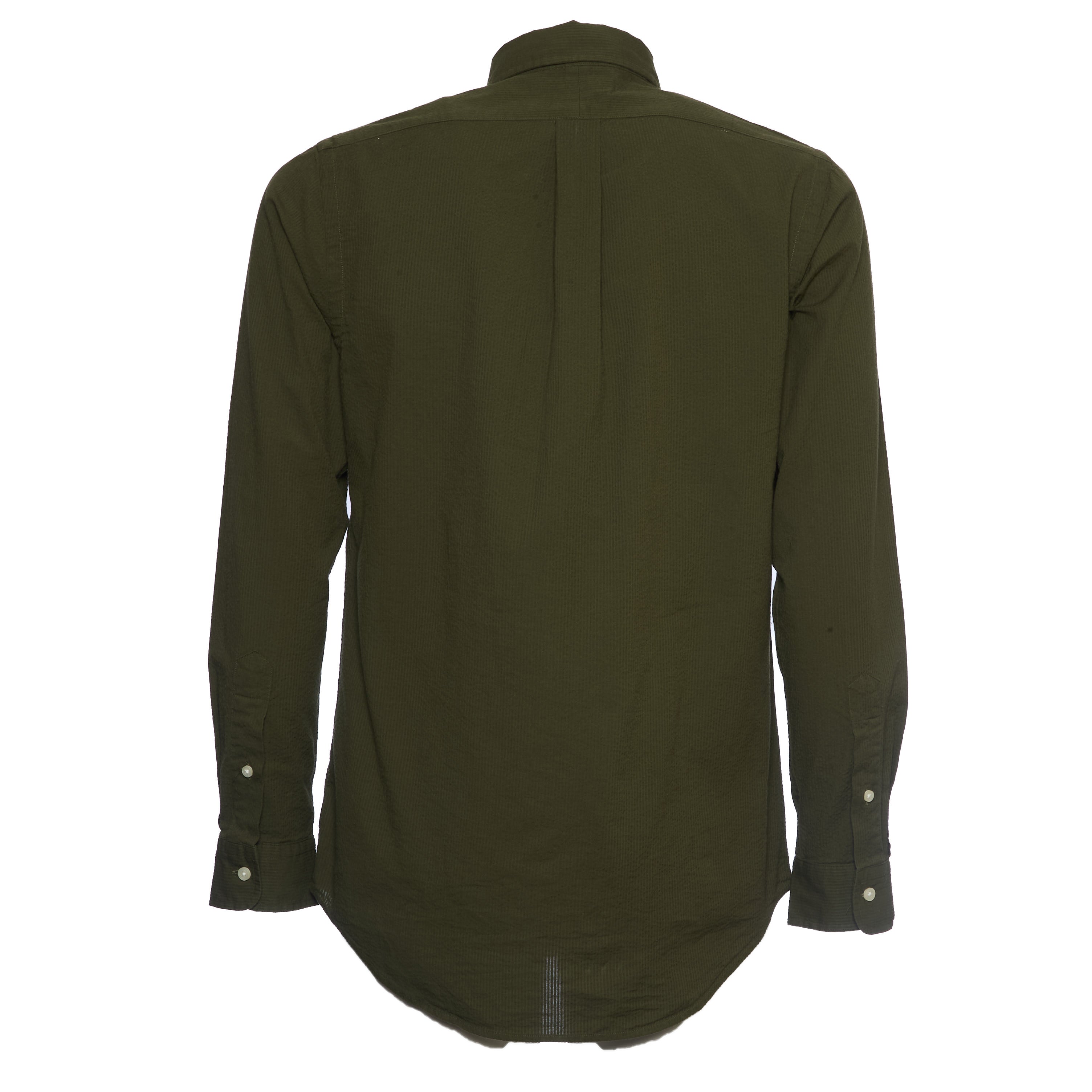 POLO RALPH LAUREN Custom-Fit Seersucker Shirt in Olive - Men’s SS25