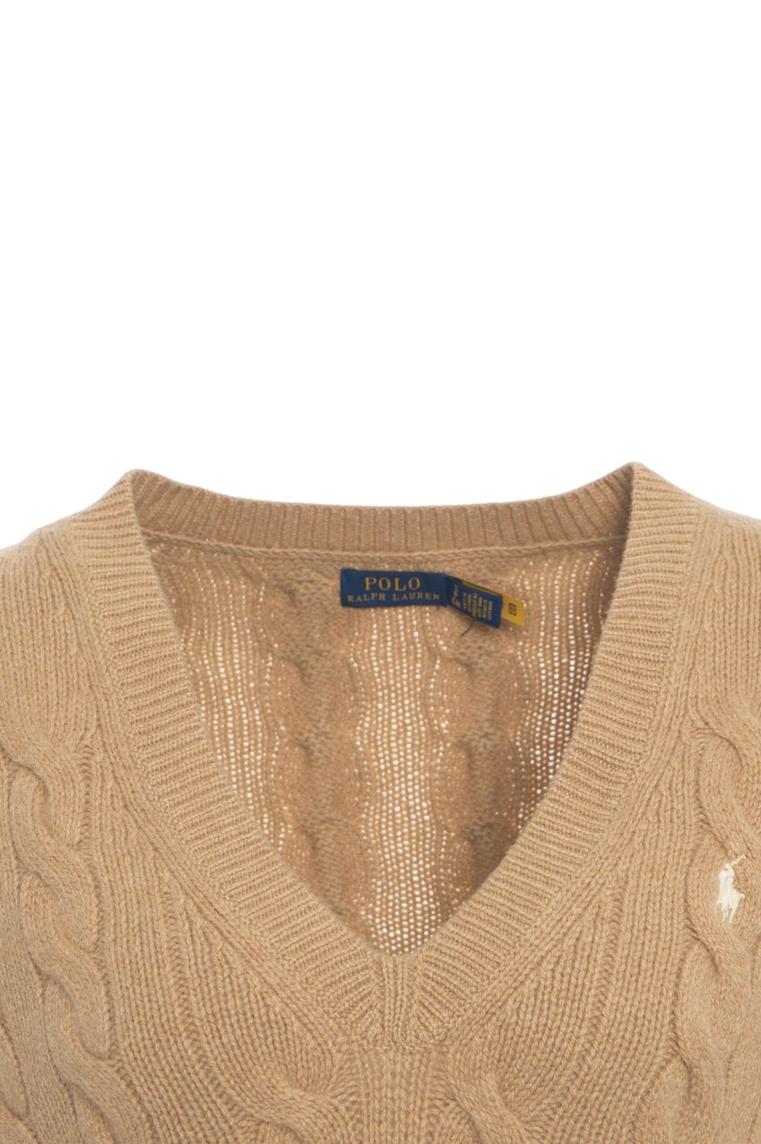 POLO RALPH LAUREN V-Neck Cable Knit Pullover for Women