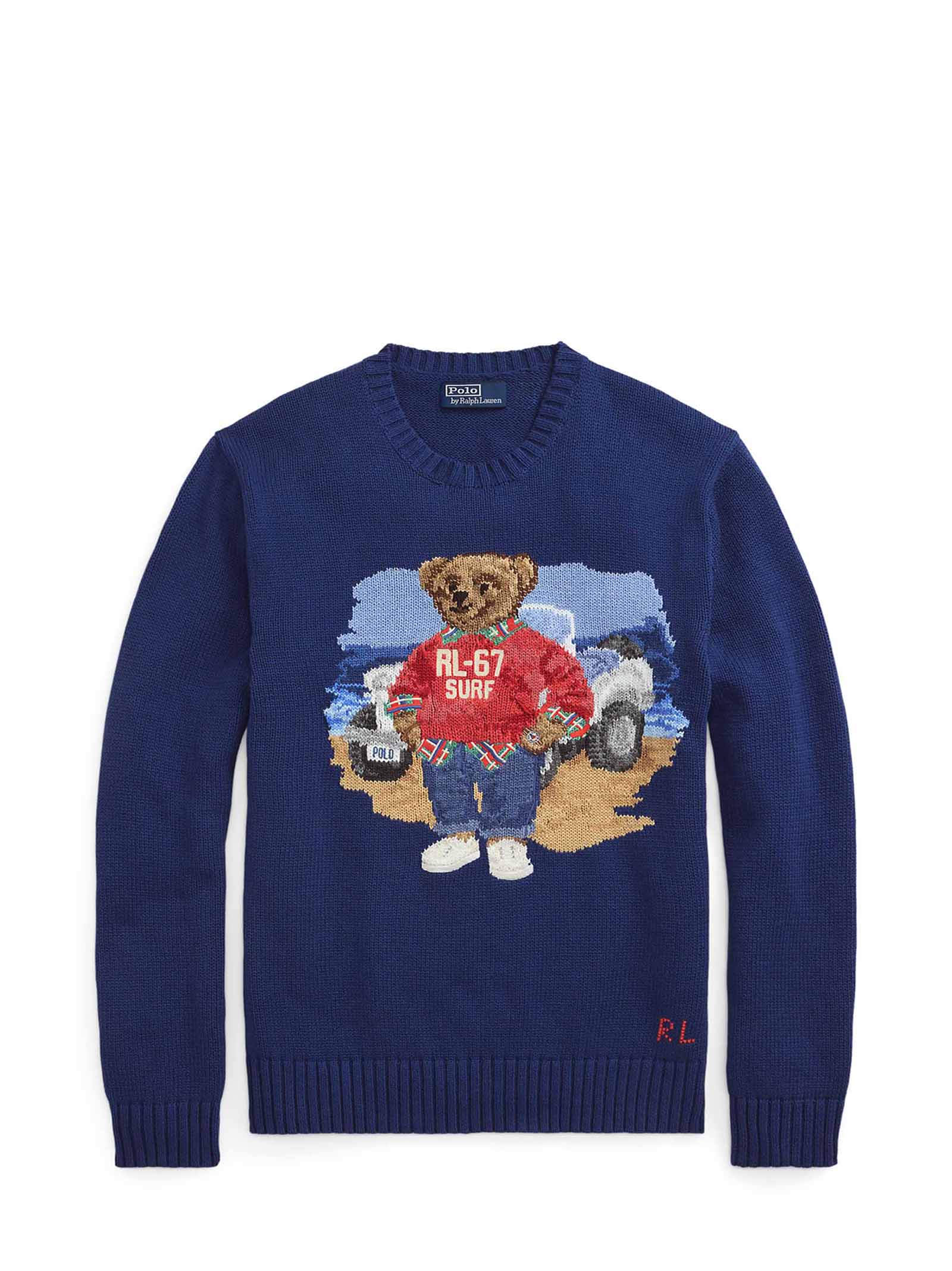 POLO RALPH LAUREN Classic Intarsia-Knit Polo Bear Crewneck Sweater for Men