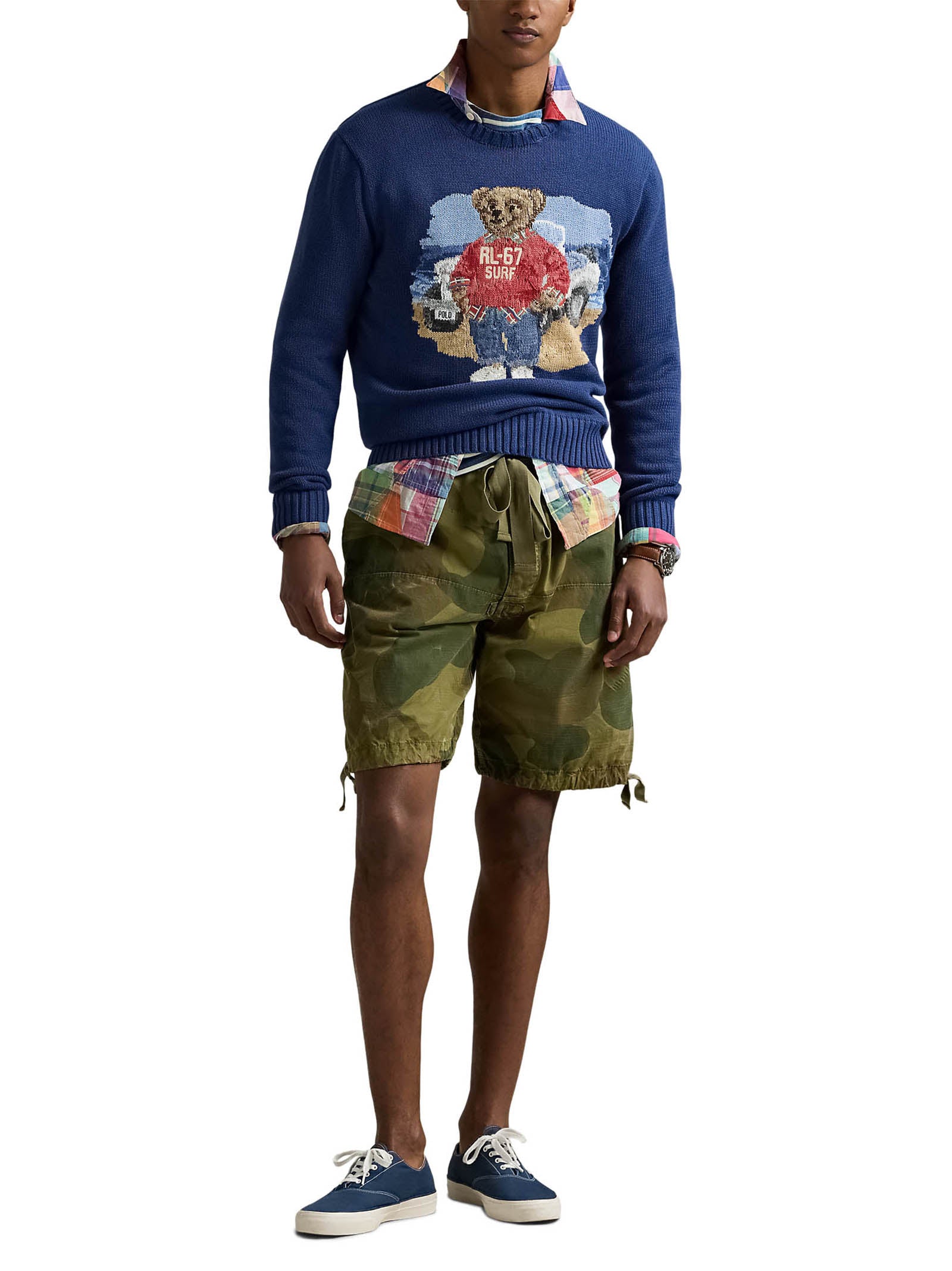 POLO RALPH LAUREN Classic Intarsia-Knit Polo Bear Crewneck Sweater for Men