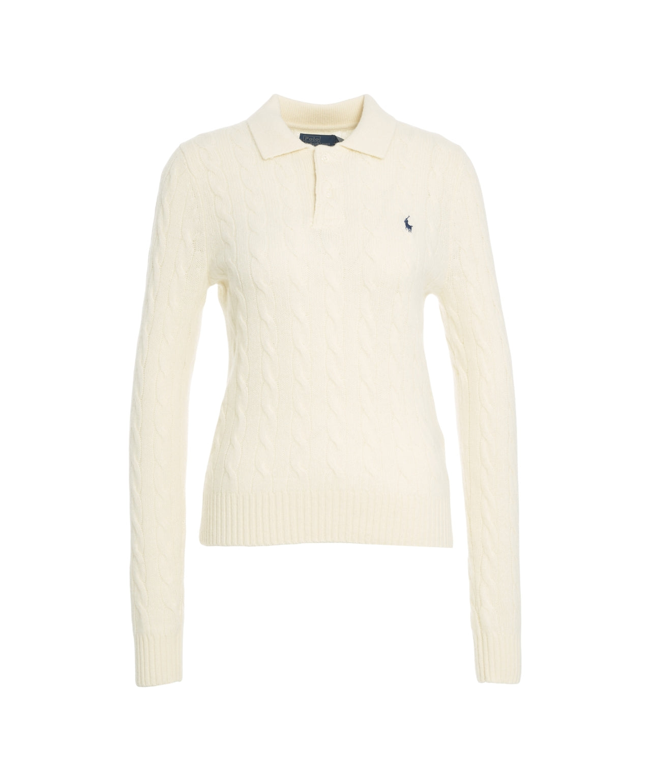 POLO RALPH LAUREN Cable-Knit Polo Sweater with Embroidered Logo