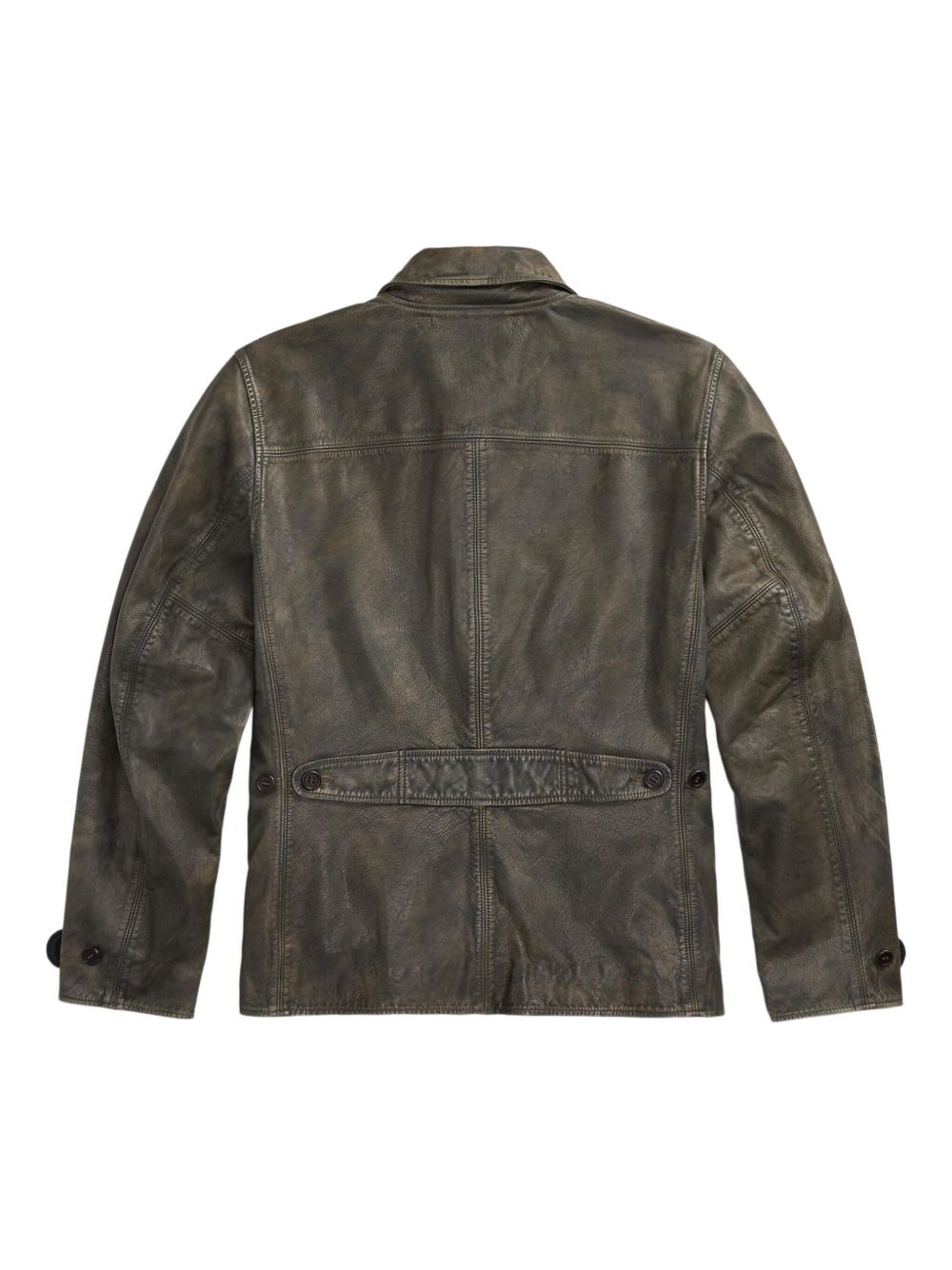 POLO RALPH LAUREN Men's Vintage Leather Jacket with Shirt Collar