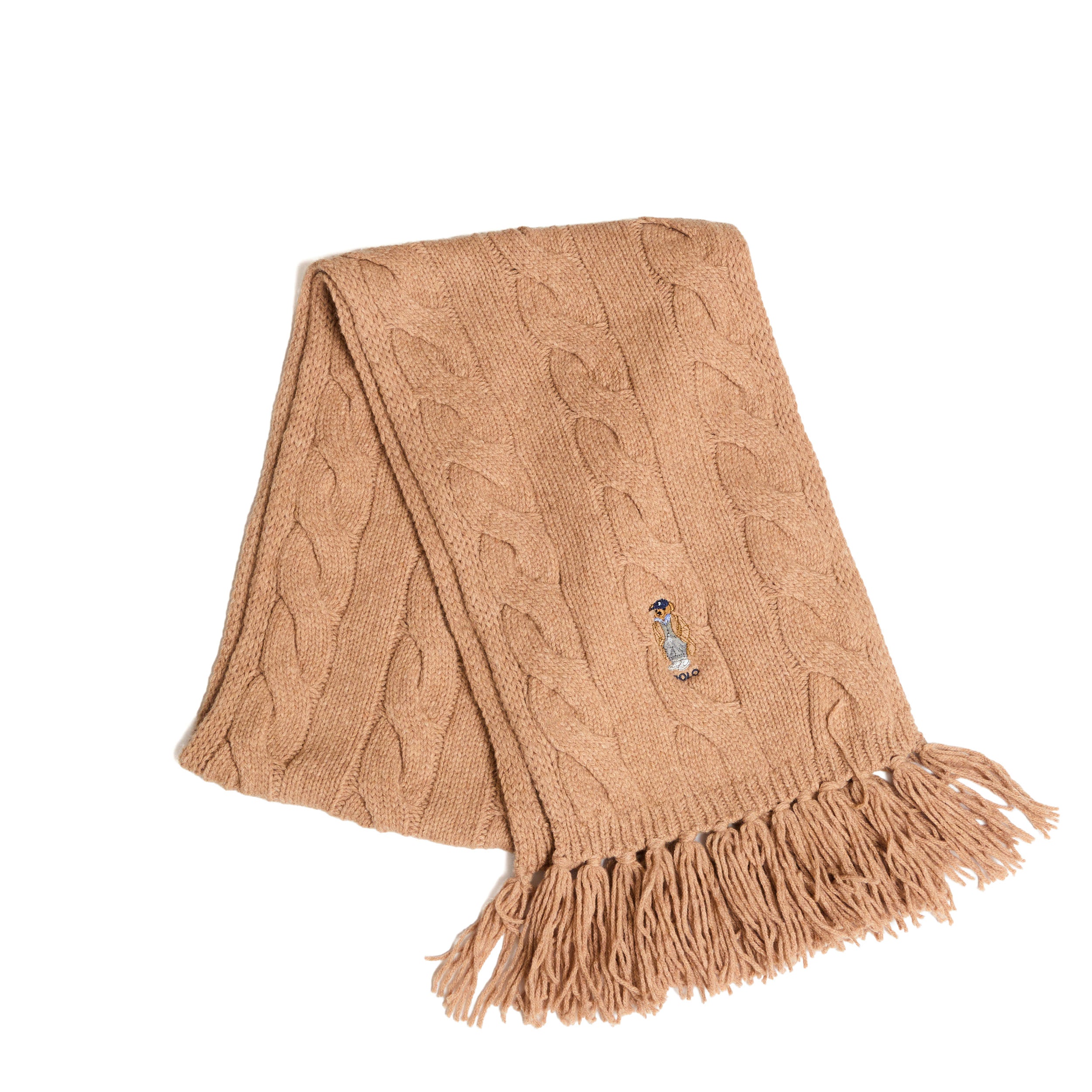 POLO RALPH LAUREN Braided Scarf with Polo Bear Logo - 170 x 25 cm