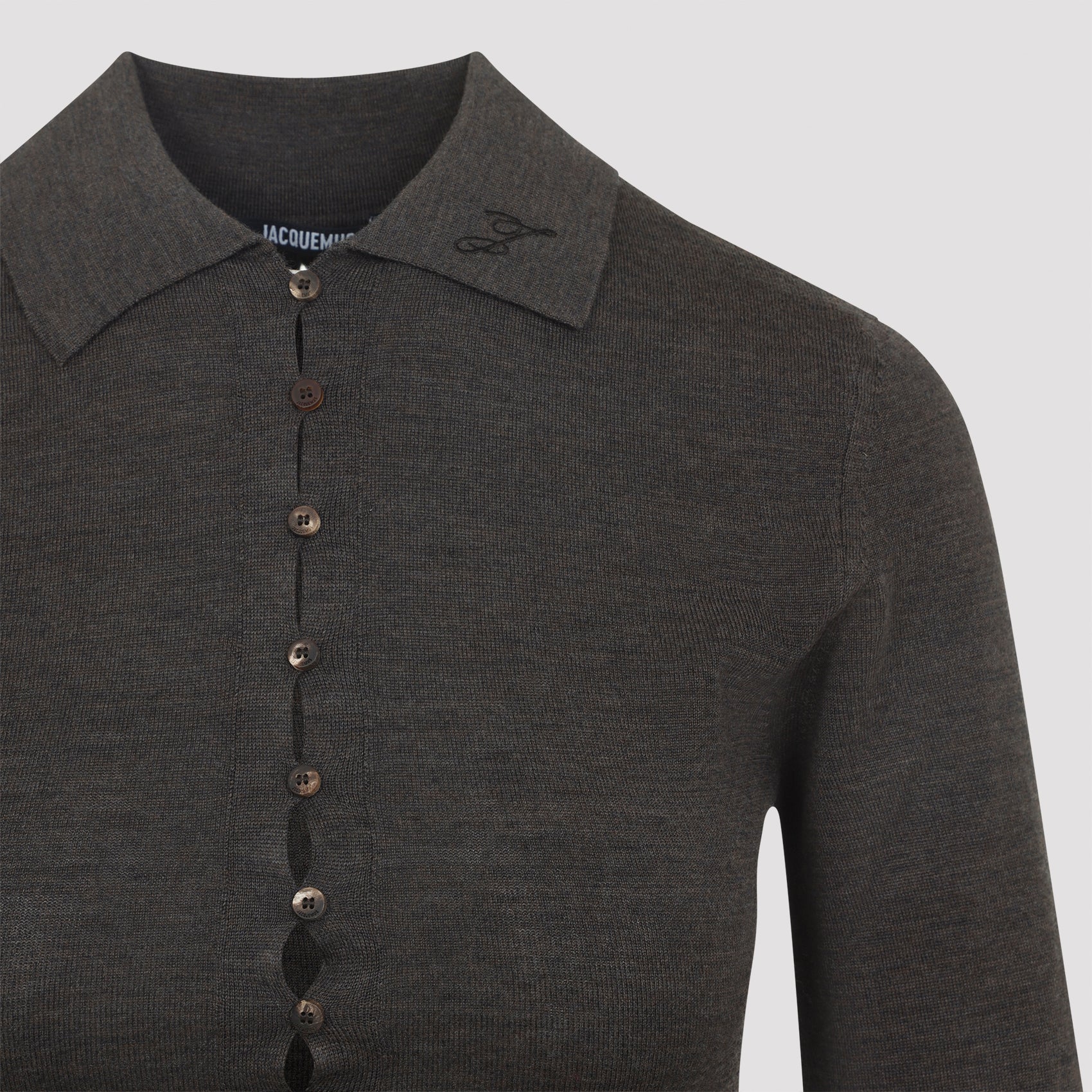 JACQUEMUS Fine Merino Wool Knit Shirt - Slim Fit Size 36