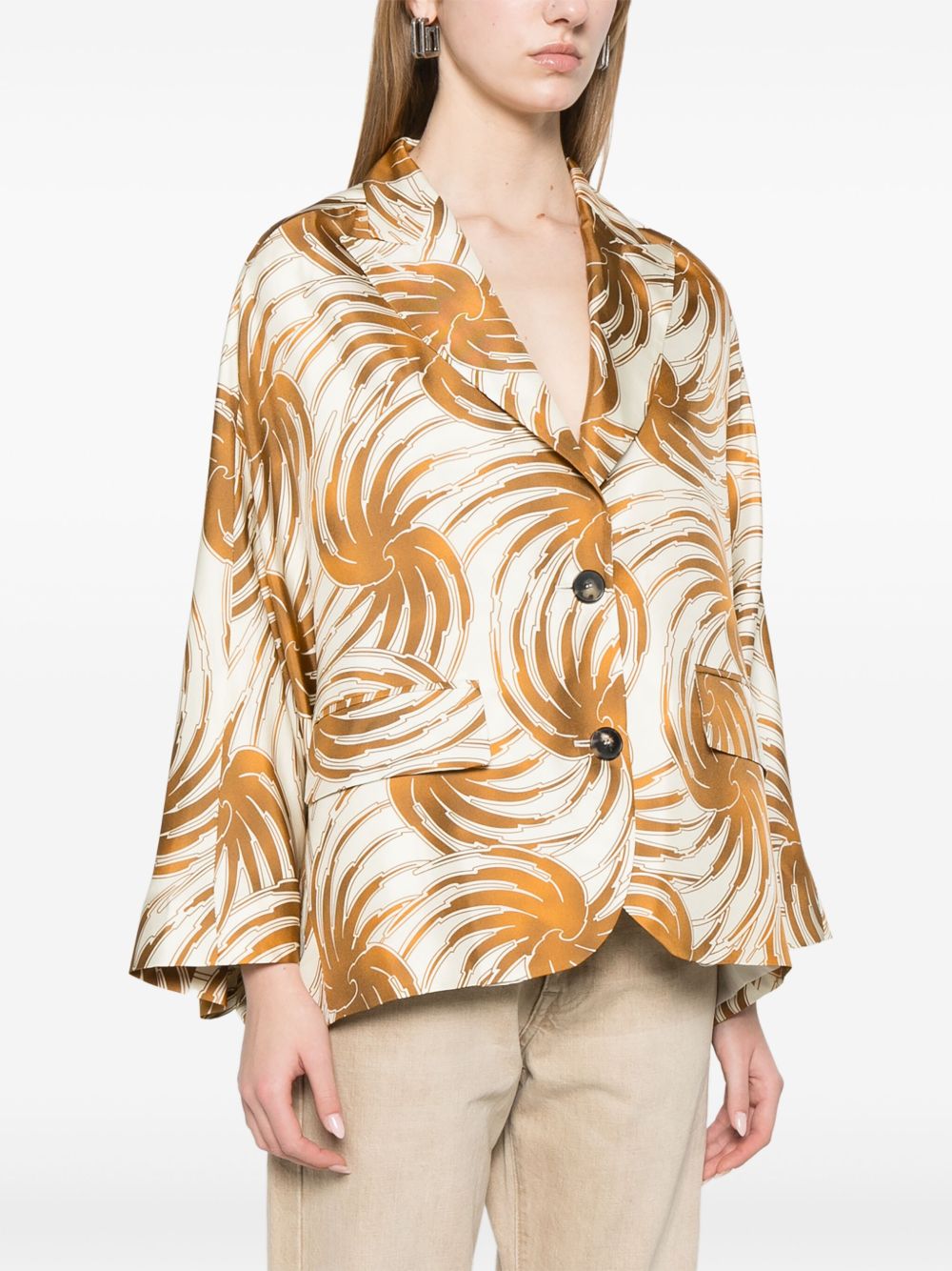 ALBERTO BIANI Stylish Printed Silk Caban Jacket for Women