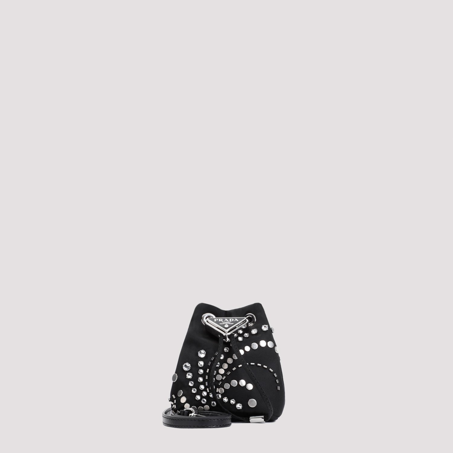 PRADA Mini Bucket Handbag with Crystal Accents