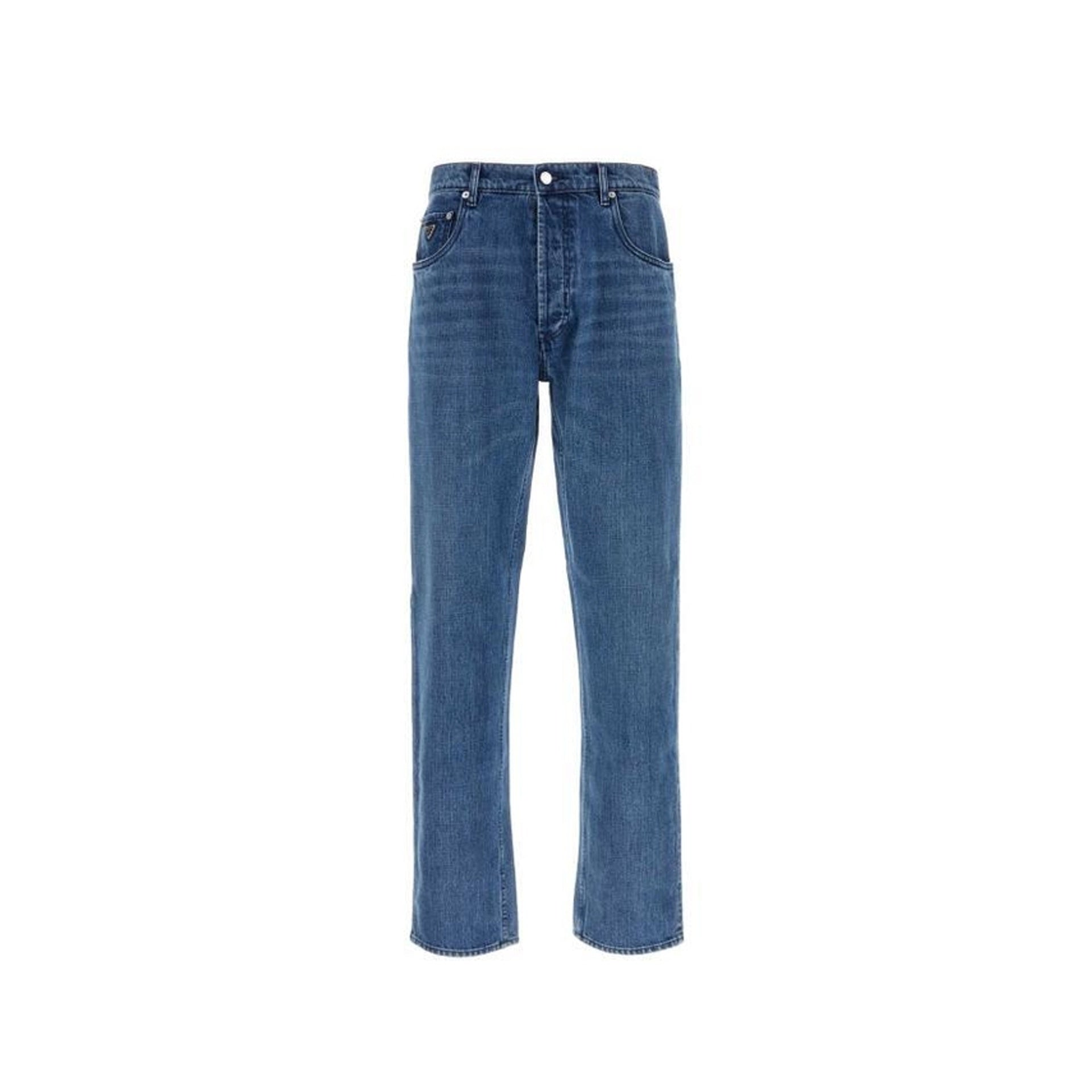 PRADA Straight Cut Low Waist Cotton Denim Jeans for Men