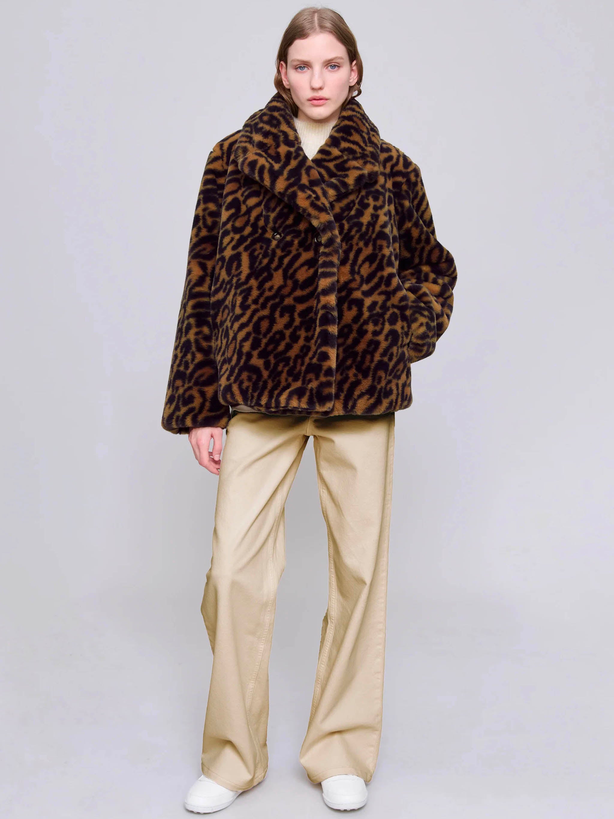 A.P.C. Mini Leopard Print Faux Fur Jacket