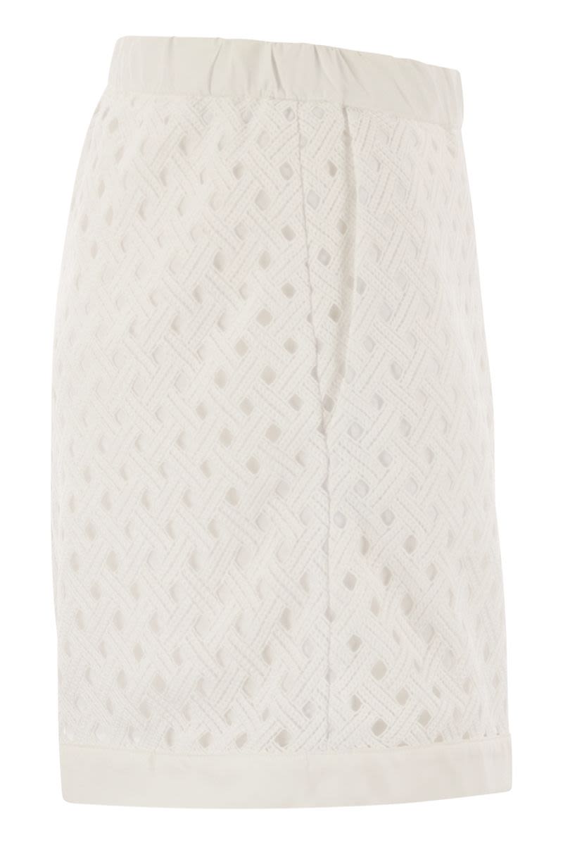 HERNO Perforated Mini Shorts with Geometric Texture