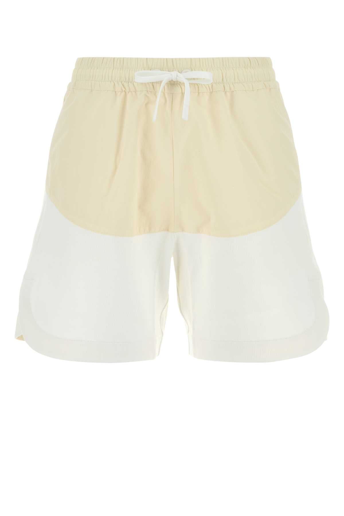 HERNO Two-Tone Stretch Cotton Blend Mini Shorts