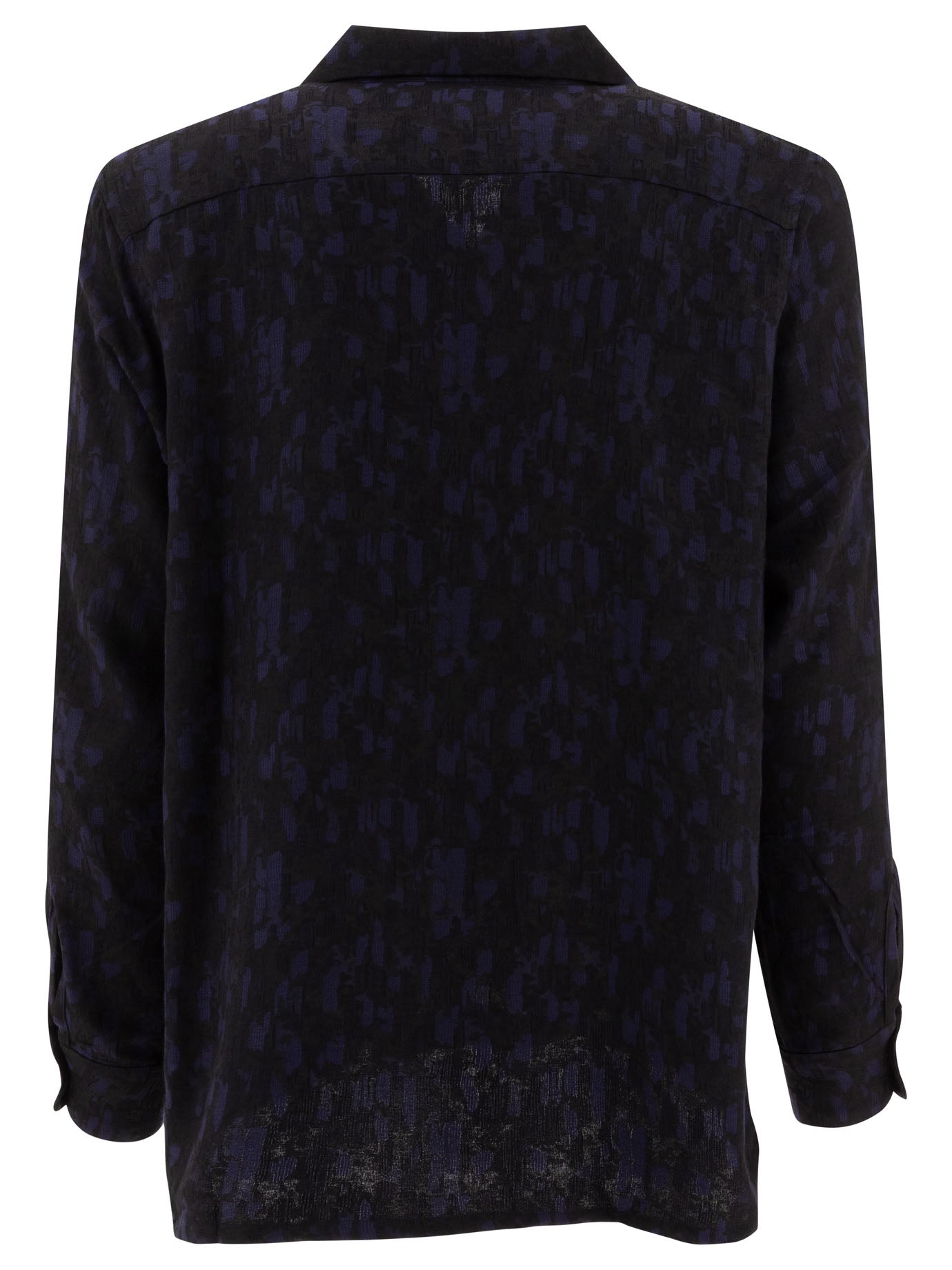 NEEDLES Abstract Jacquard Regular Fit Long Sleeve Camp Collar Shirt