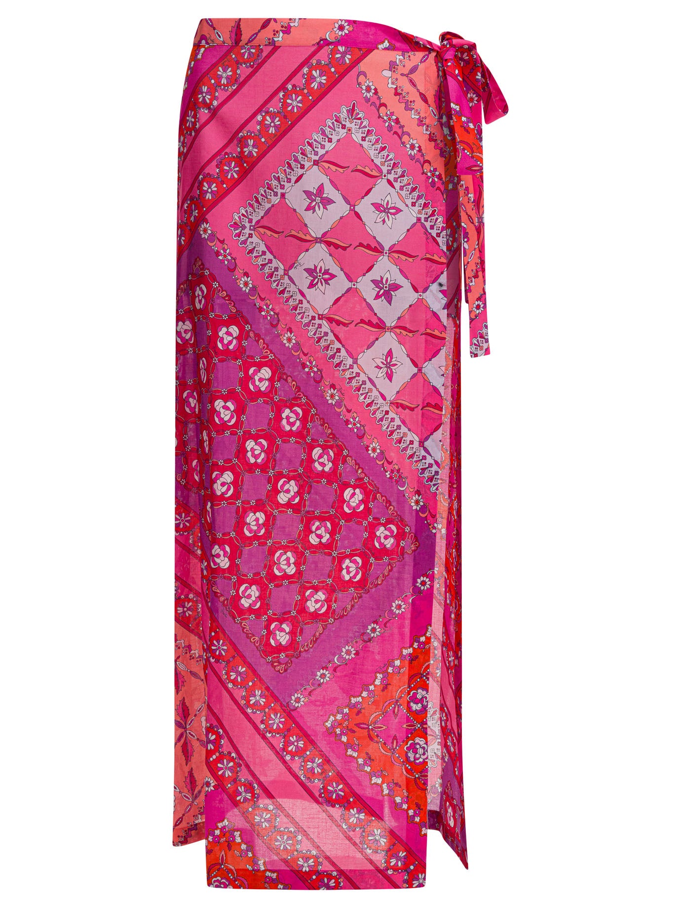 PUCCI Festa Print Skirt with Knot Closure and Slit - Women's Fashion