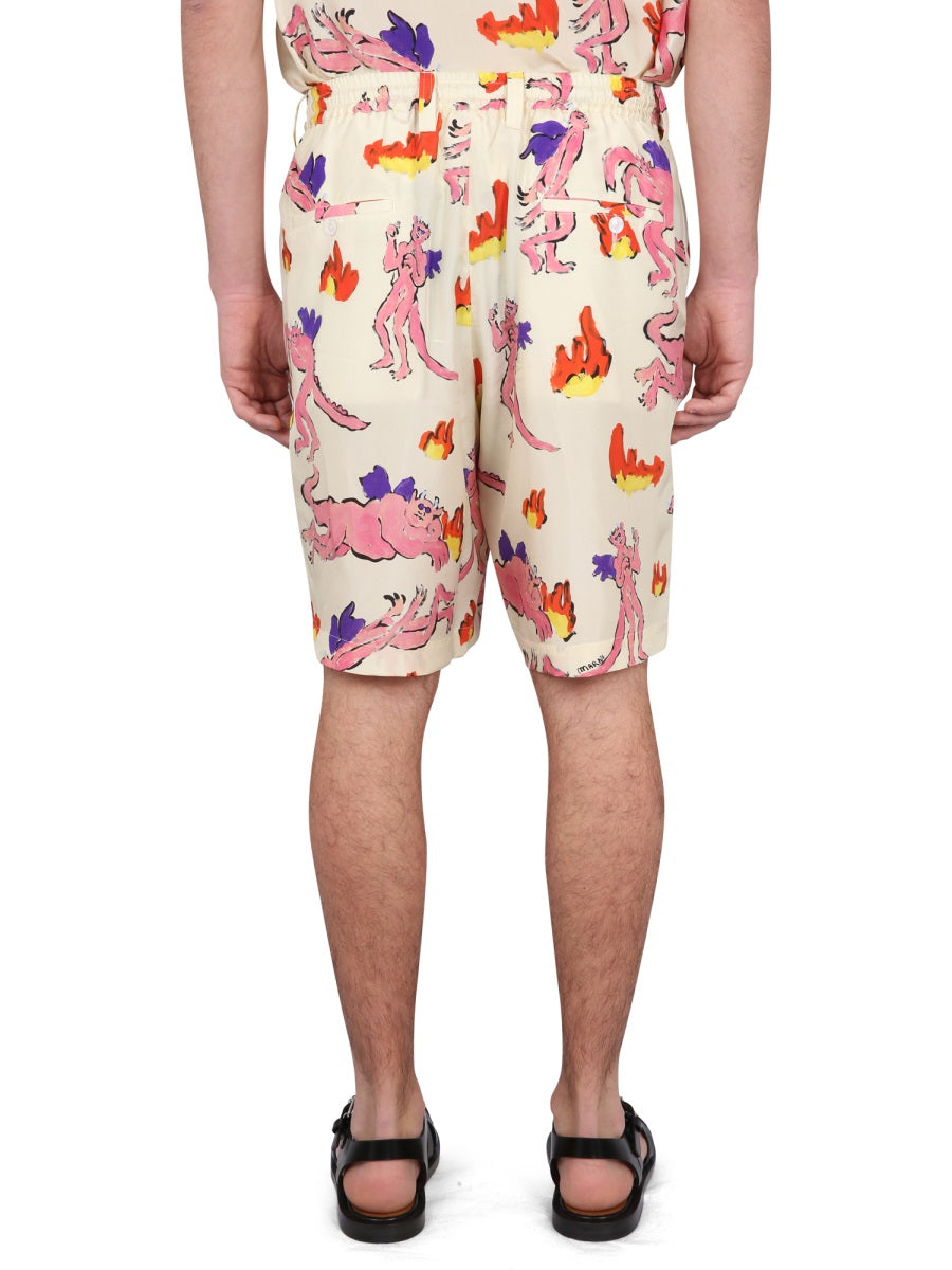MARNI Men's Mini Bermuda Shorts with Print