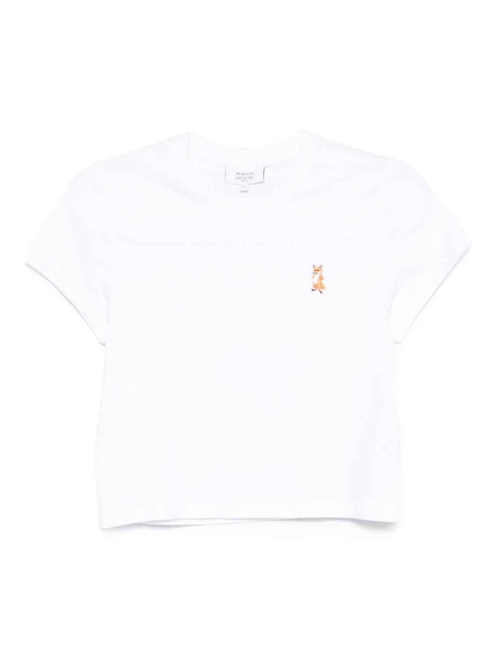 MAISON KITSUNÉ Cropped T-Shirt with Logo Patch