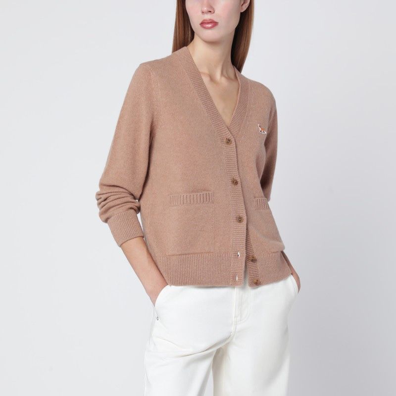 MAISON KITSUNÉ Light Brown Wool Cardigan for Women