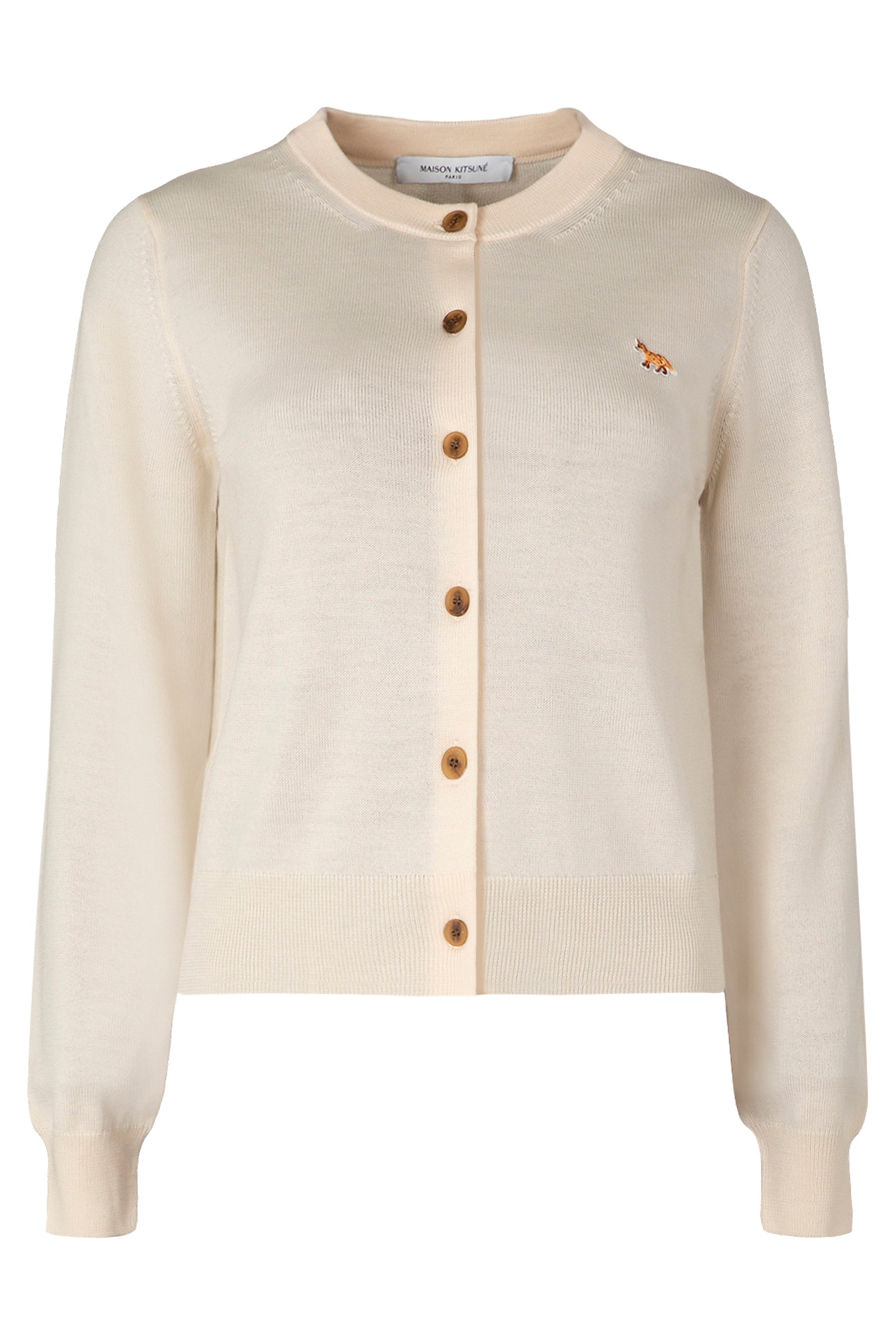 MAISON KITSUNÉ Wool Cardigan with Fox Logo Patch for Women