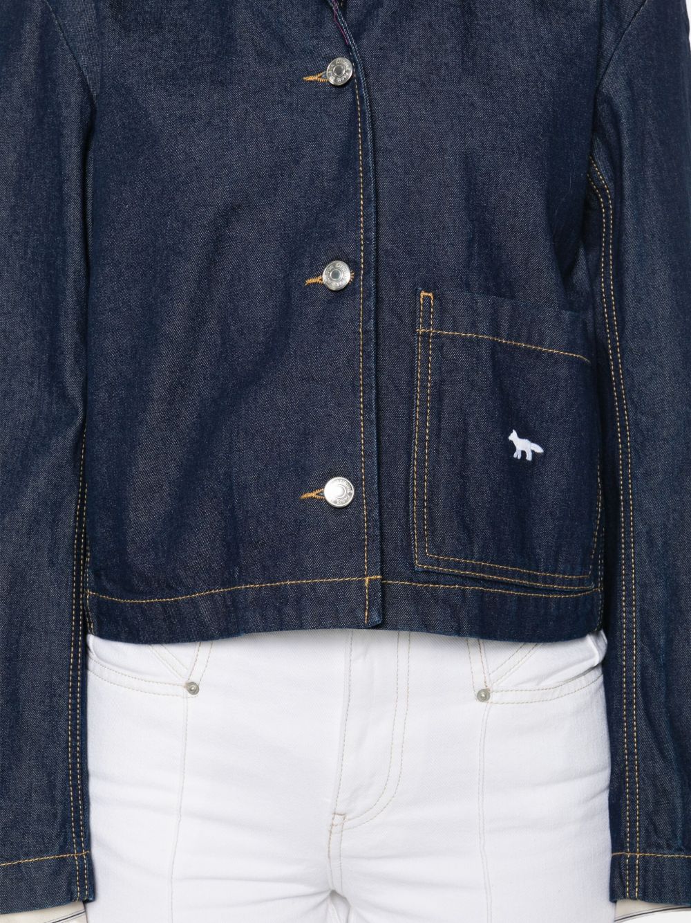 MAISON KITSUNÉ Cropped Denim Jacket with Signature Fox Detail