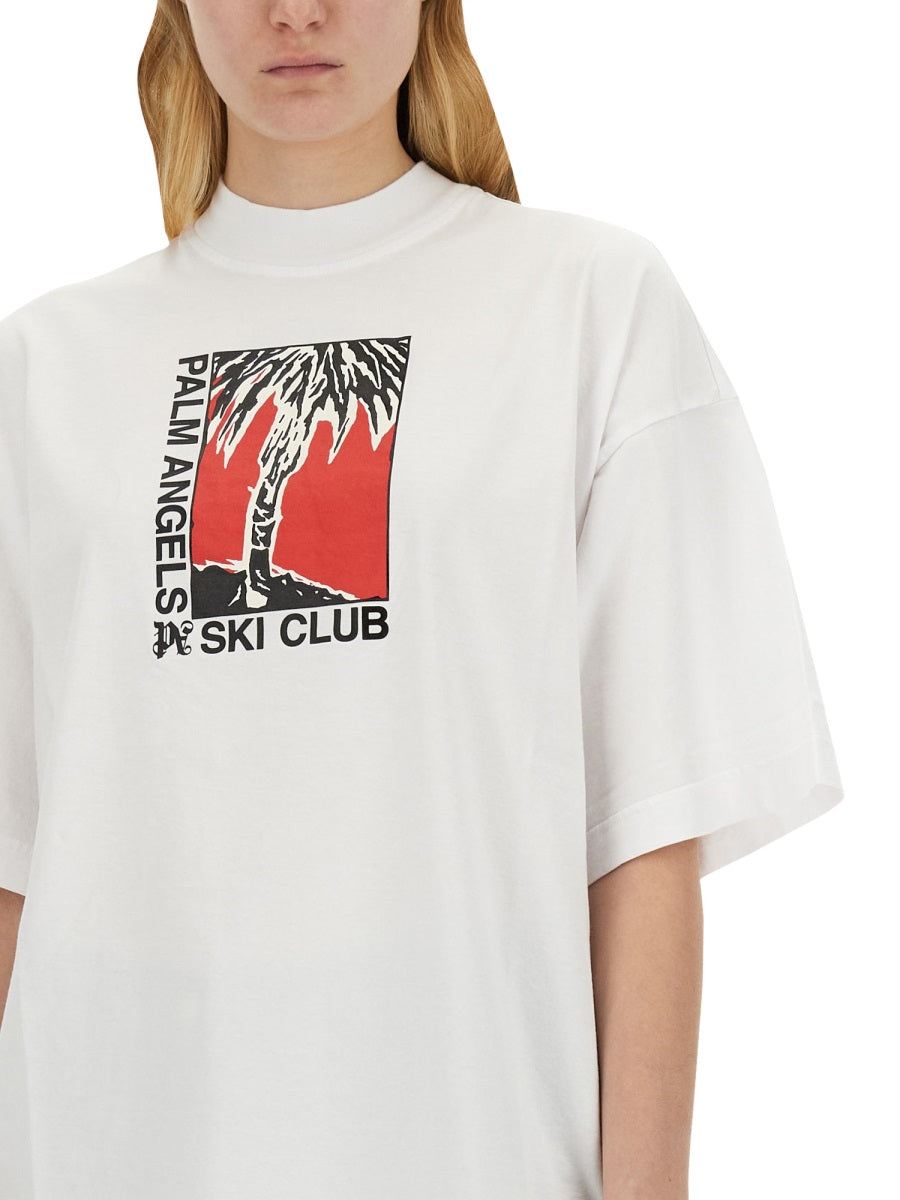 PALM ANGELS Relaxed Fit Ski Club T-Shirt - Size S