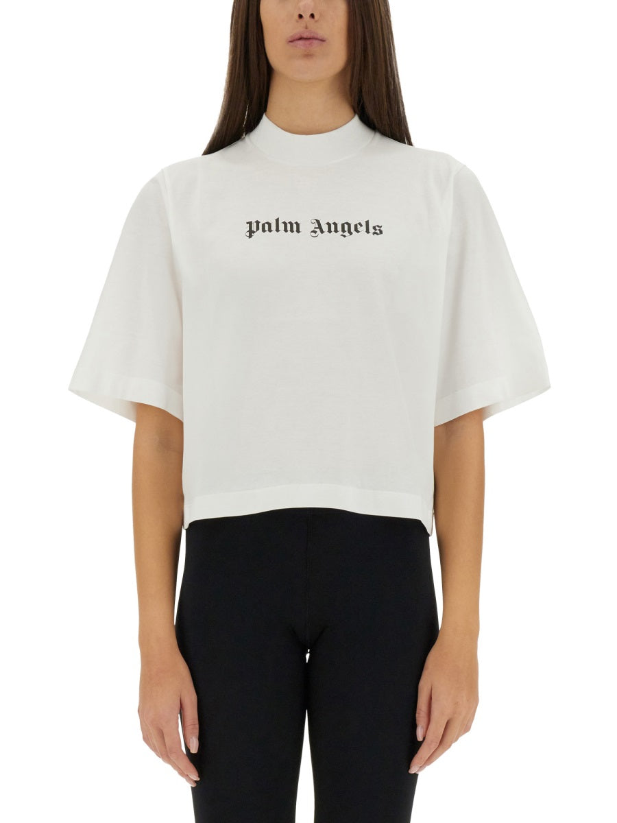 PALM ANGELS Cropped Logo T-Shirt - Women's Size S