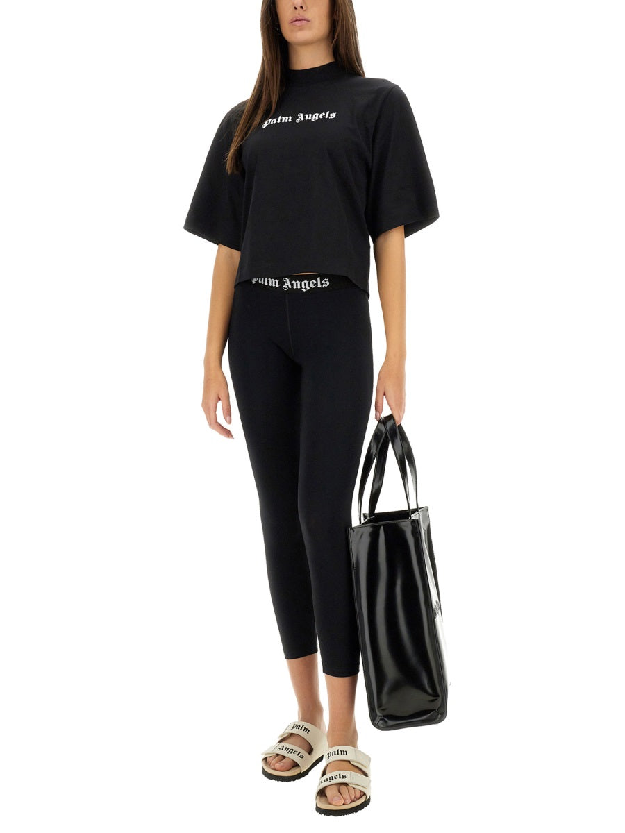 PALM ANGELS Cropped Logo T-Shirt for Women - Size S