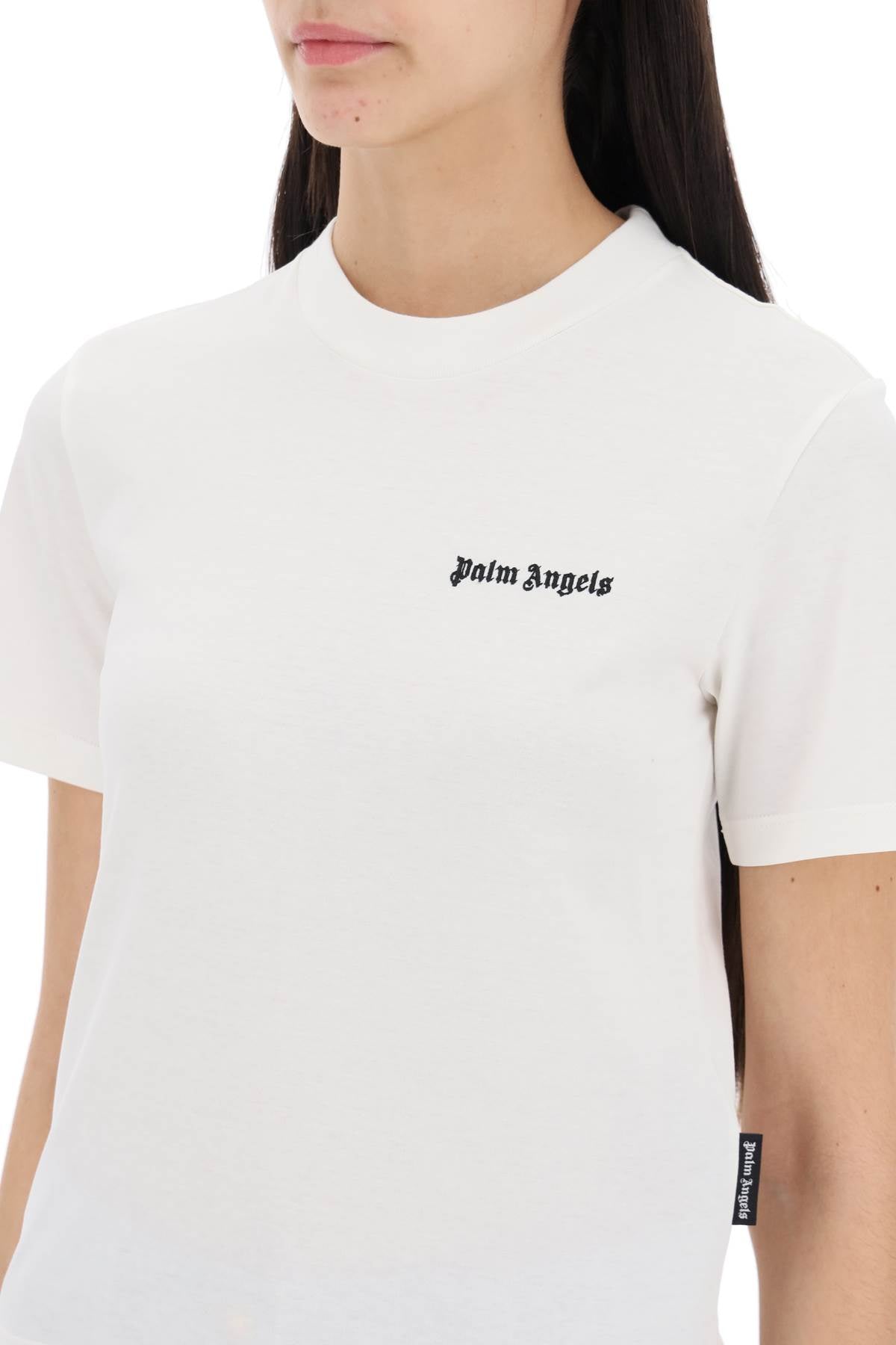 PALM ANGELS Embroidered Logo Cotton Crew Neck Mini T-Shirt