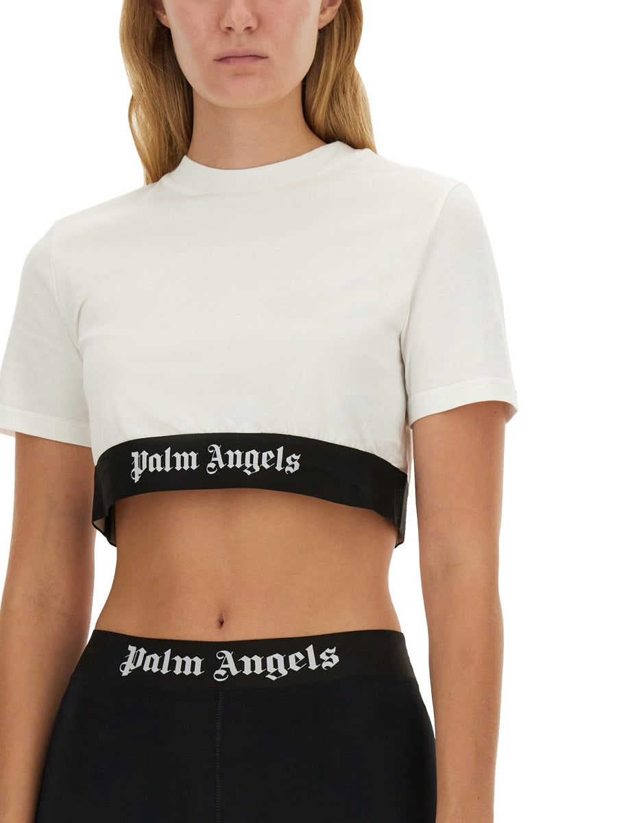 PALM ANGELS Cropped Logo T-Shirt (S)