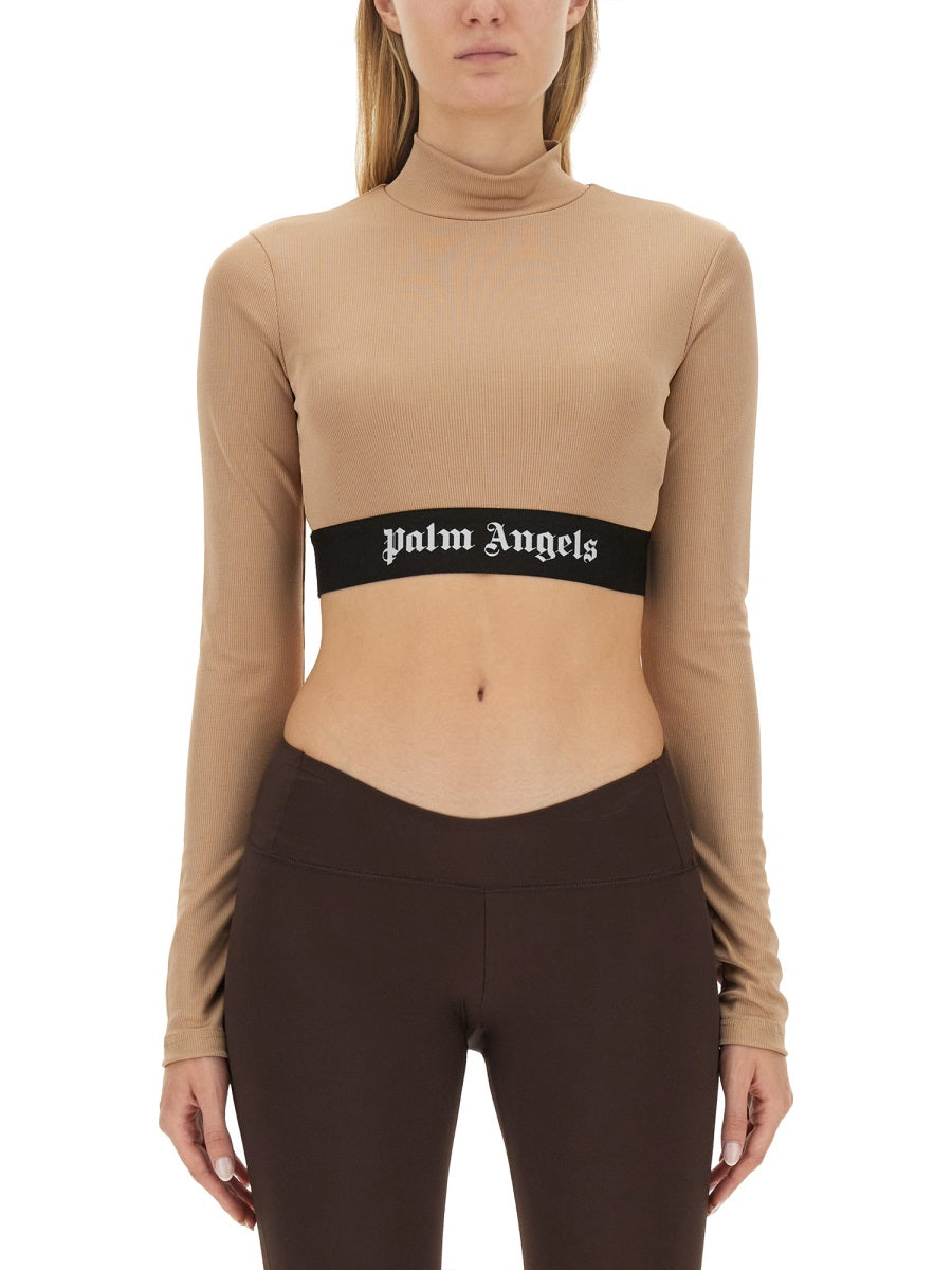 PALM ANGELS Cropped Logo Top - Slim Fit Size S
